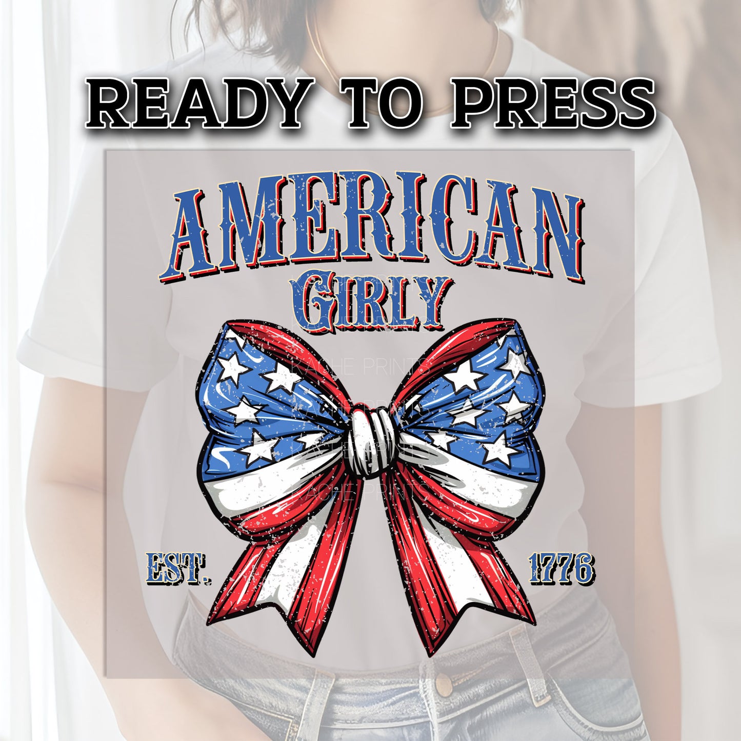 4th of July DTF Transfer Ready For Press, DTF Transfer, Heat Press Transfer, 4th of July Transfer, American Girly Transfer, USA Transfer