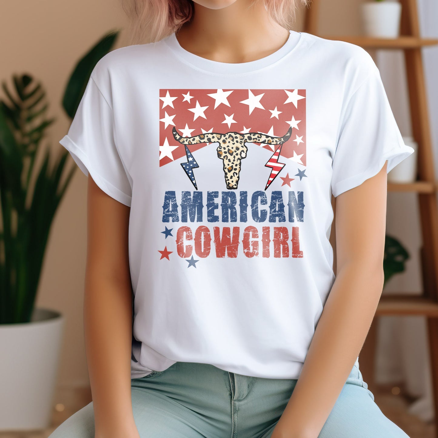 4th of July DTF Transfer Ready For Press, DTF Transfer, Heat Press Transfer, 4th of July Transfer, American Cowgirl Transfer, Dtf Prints