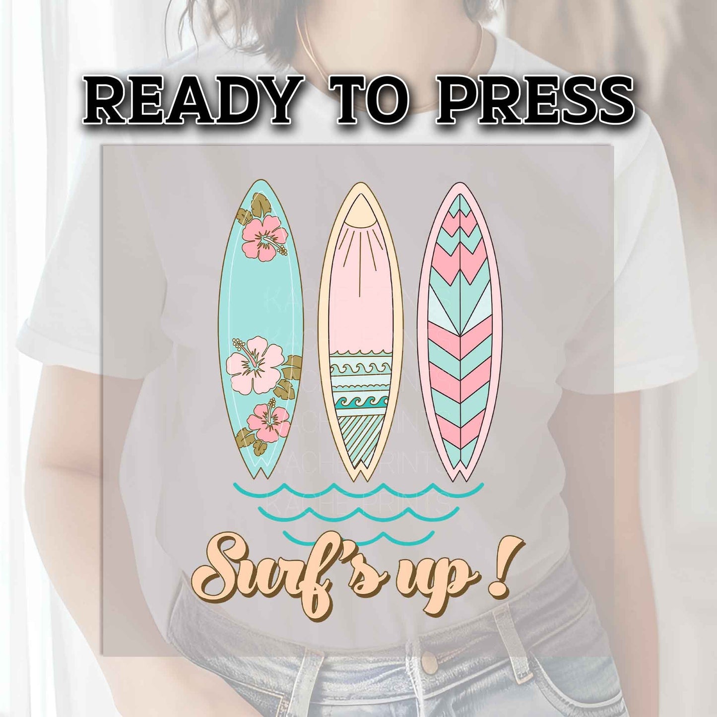 Summer DTF Transfers, DTF Transfer Ready For Press, Heat Press Transfer, Surf's Up DTF Prints, Direct to Film, Surf's Up Transfers, Beach