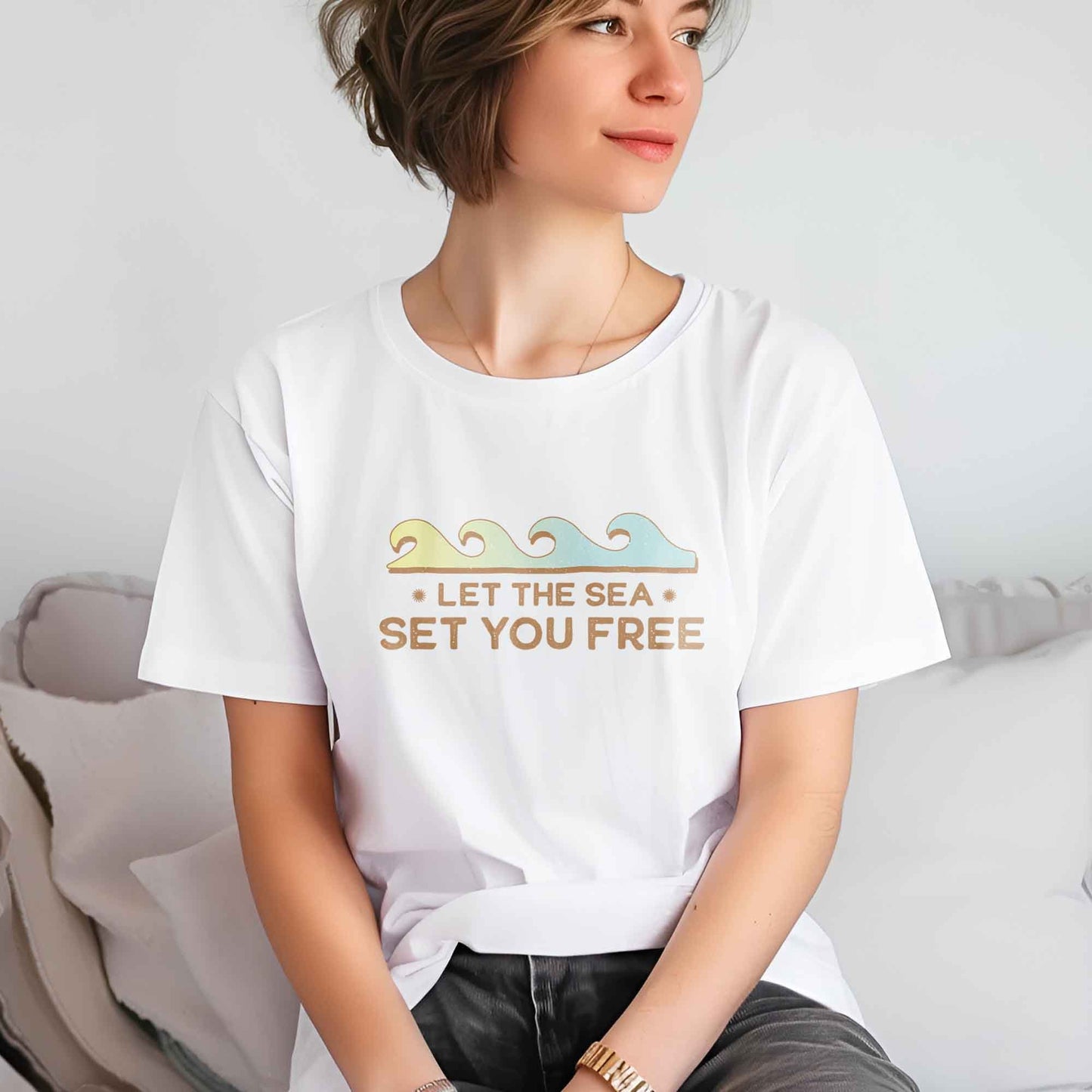 Summer DTF Transfers, DTF Transfer Ready For Press, Heat Press Transfer, T-shirt Transfers, Direct to Film, Let The Sea Set You Free