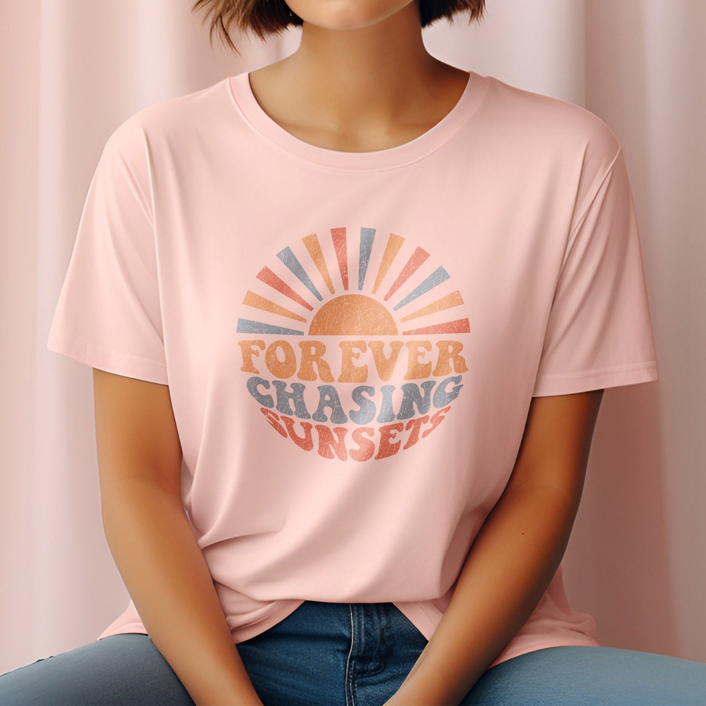 DTF Transfer Ready For Press, Summer DTF Transfer, Heat Press Transfer, T-shirt Transfers, DTF Print, Direct to Film,Forever Chasing Sunsets