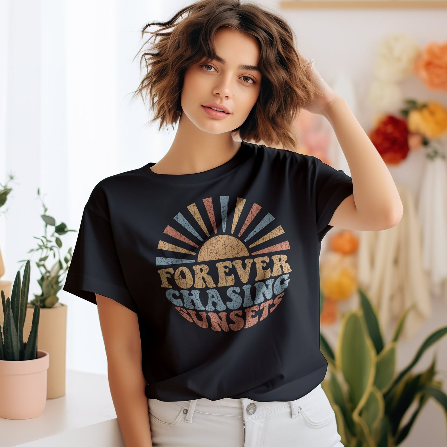 DTF Transfer Ready For Press, Summer DTF Transfer, Heat Press Transfer, T-shirt Transfers, DTF Print, Direct to Film,Forever Chasing Sunsets