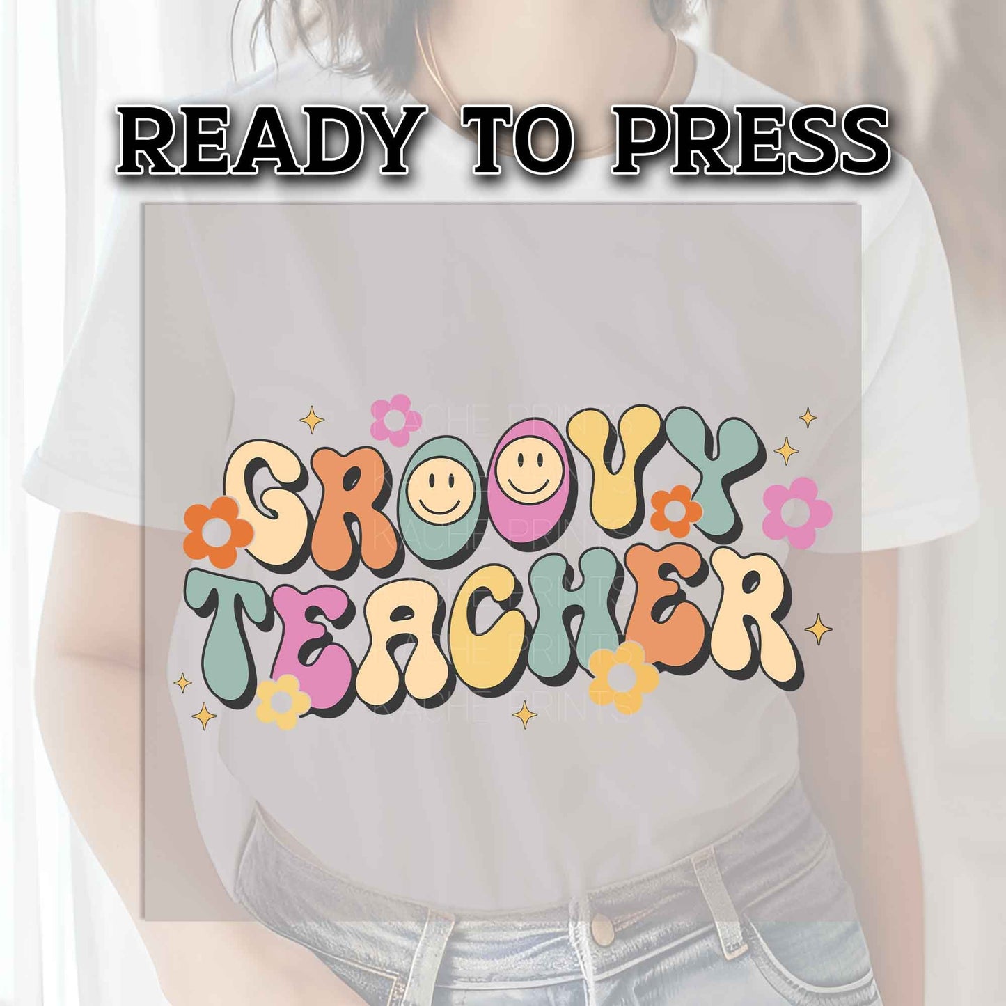 Groovy Teacher DTF Transfers, DTF Transfer Ready For Press, Heat Press Transfer, Dtf Heat Transfer, Dtf Print, Back to School DTF Transfers