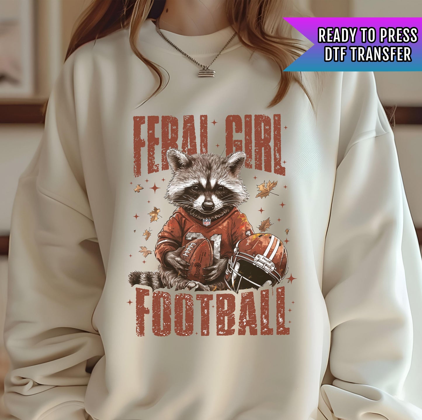 Football DTF Transfer Ready For Press, Football Transfers, Heat Press Transfer, DTF Transfers, Game Dtf Print, Feral Girl Football Dtf Print
