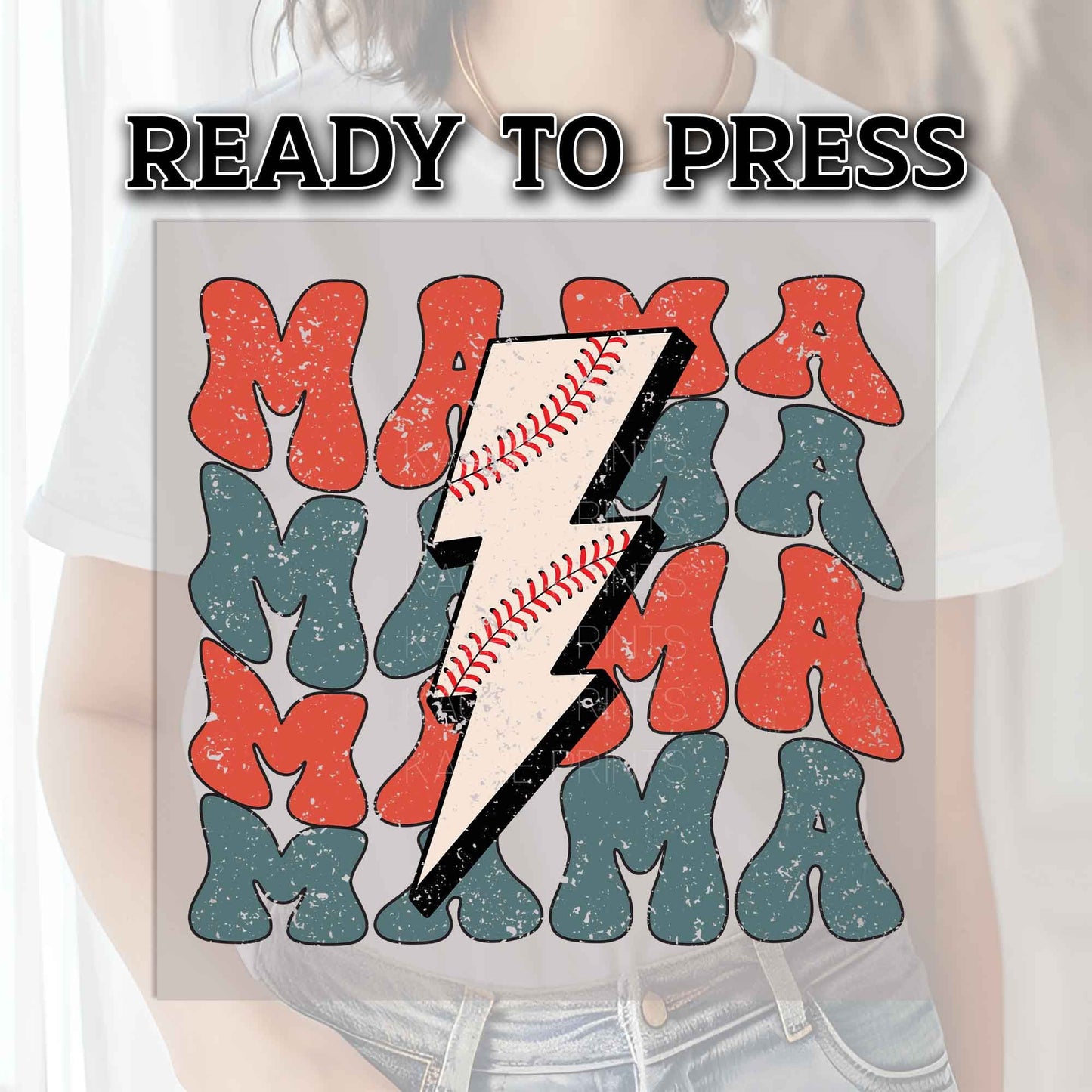 Baseball Mama DTF Transfers, DTF Transfer Ready For Press, Heat Press Transfer, Ready For Press, Direct to Film, Mama Baseball Retro DTF