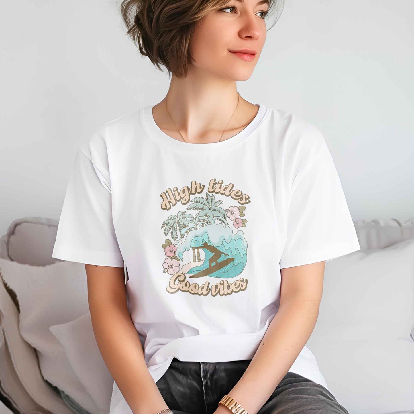Summer DTF Transfers, DTF Transfer Ready For Press, Heat Press Transfer, DTF Prints, Direct to Film, High Tides Good Vibes, Beach Transfers