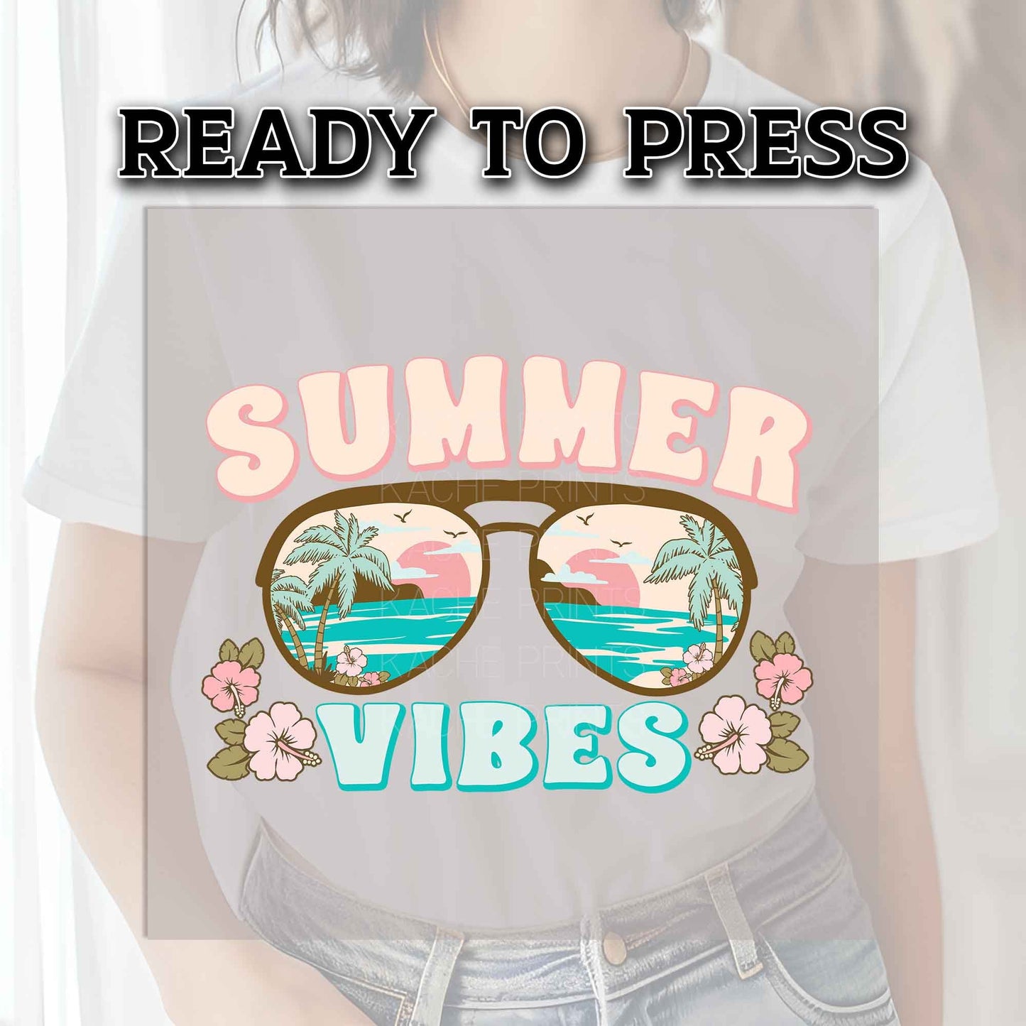 Summer Vibes DTF Transfers, DTF Transfer Ready For Press, Heat Press Transfer, DTF Prints, Direct to Film, Summer Transfers, Beach Transfers