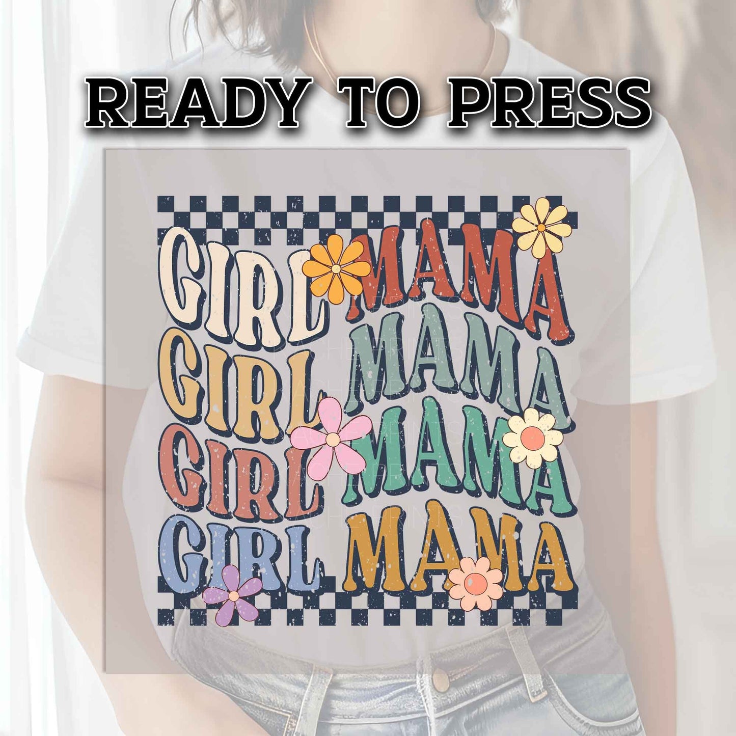 Girl Mama DTF Transfers, DTF Transfer Ready For Press, Heat Press Transfer, Ready For Press, Dtf Heat Transfer, Floral Girl Mama Transfer