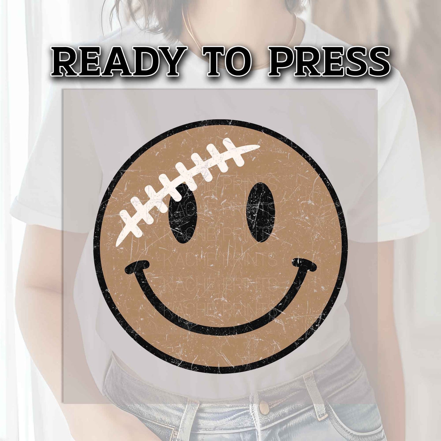 Football Happy Face DTF Transfers, DTF Transfer Ready For Press, Heat Press Transfer, Ready For Press, Dtf Heat Transfer, Football Retro Dtf
