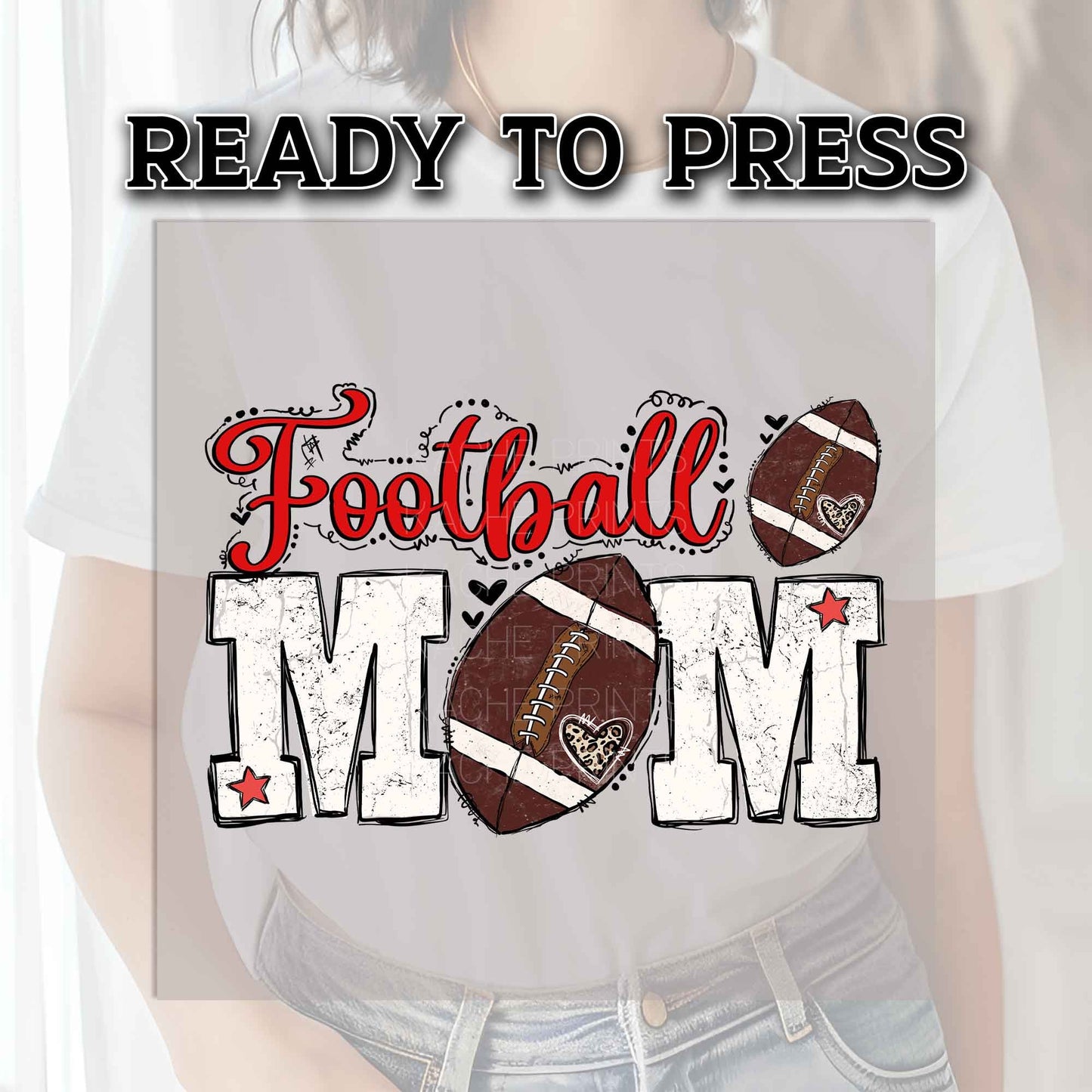 Football Mom DTF Transfers, DTF Transfer Ready For Press, Heat Press Transfer, Football Ready For Press, Football Mom Dtf Heat Transfers