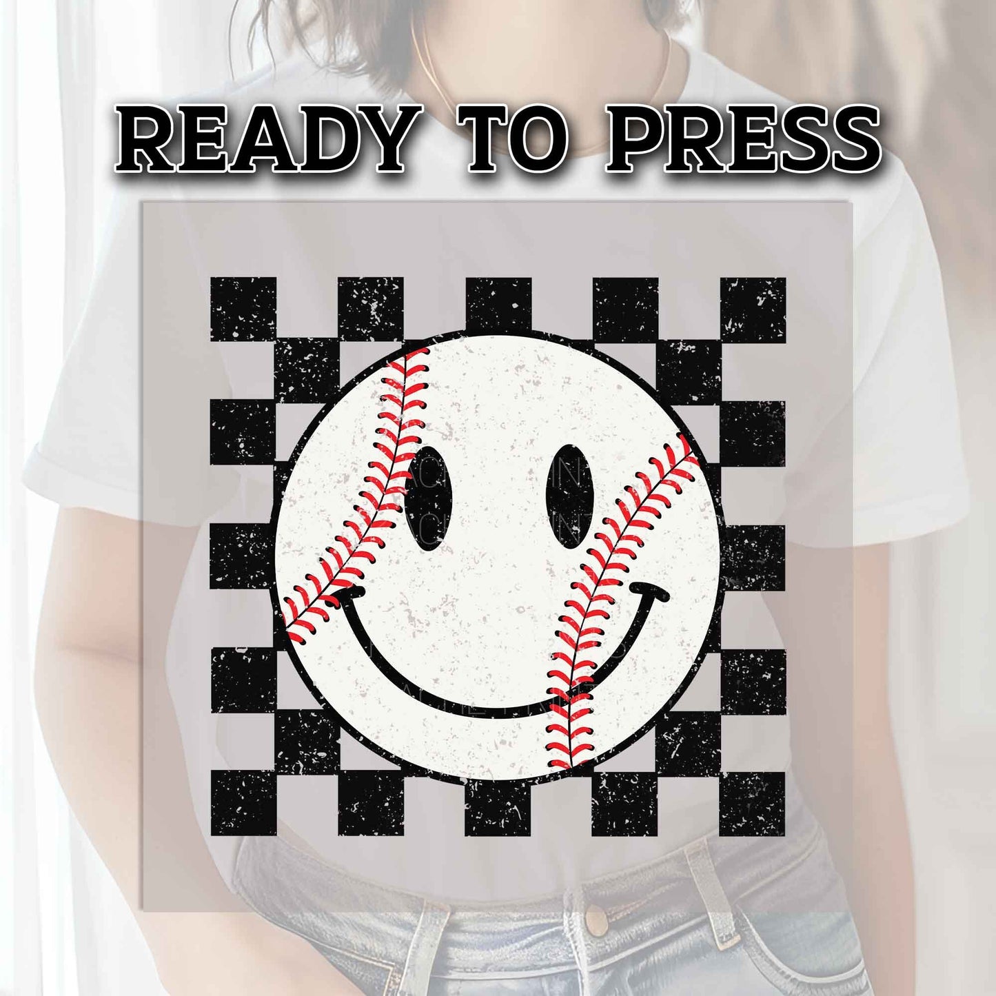 Baseball DTF Transfer Ready For Press, Baseball DTF Transfers, Heat Press Transfer, Ready For Press, Dtf Heat Transfer, Baseball Happy Face