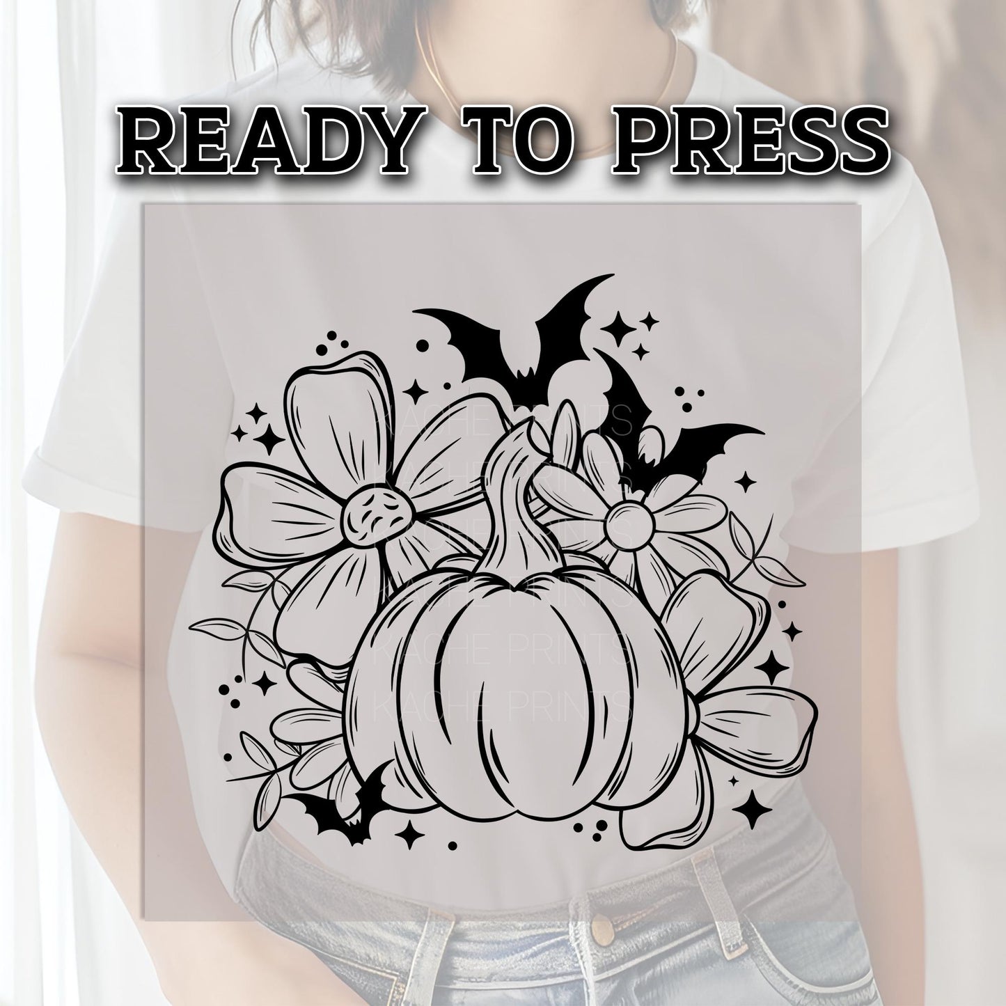 Pumpkin Season DTF Transfer Ready For Press, Fall DTF Transfers, Autumn DTF Print, Fall Transfers, Pumpkin Ready to Press, Bats Dtf Print