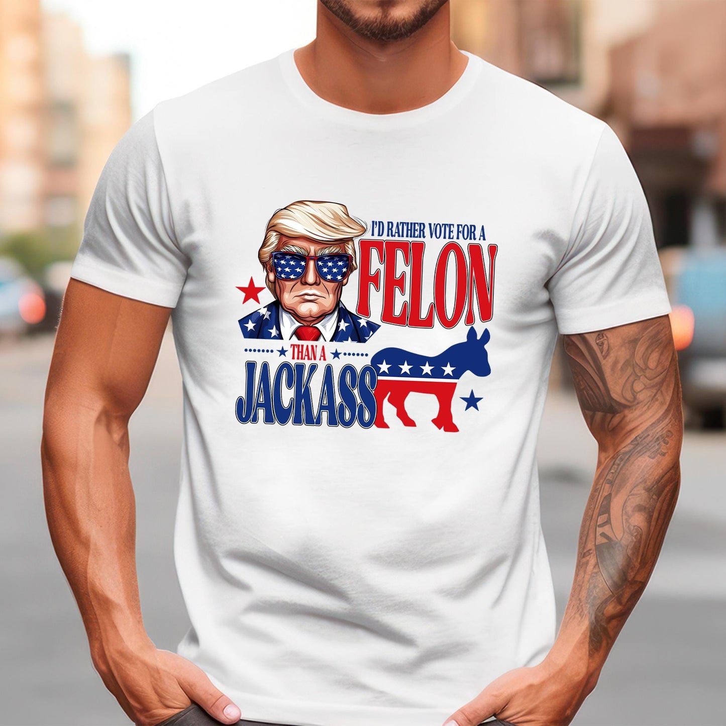 Trump DTF Transfer, Felon Trump Ready to Press, Trump Transfers, I'd Rather Vote for a Felon than a Jackass, Heat Transfer, Trump 2024, DTF
