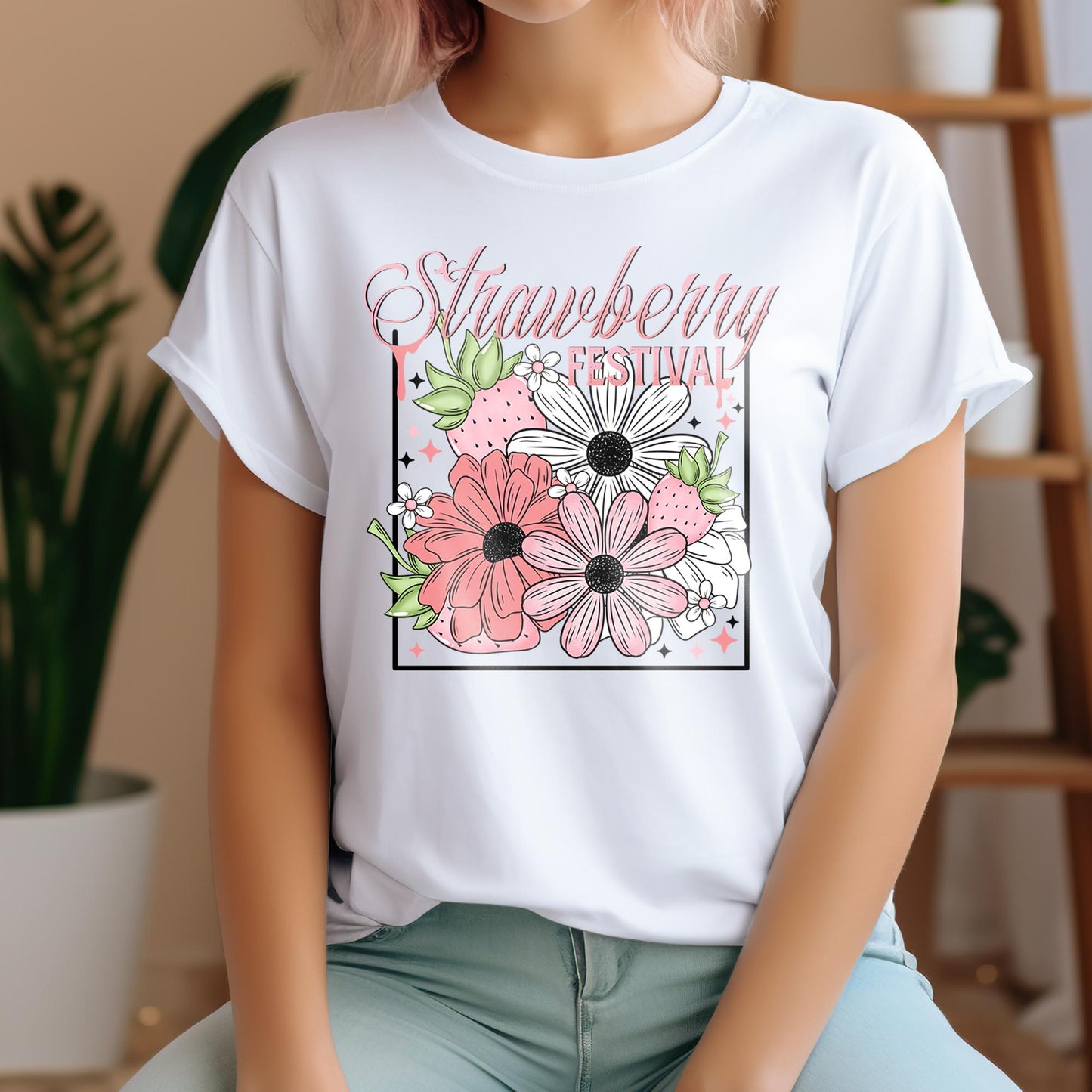 Strawberry Festival DTF Transfer Ready For Press, Retro Strawberry DTF Transfer, Heat Press Transfer, Dtf Prints, Flower, Ready Dtf Transfer
