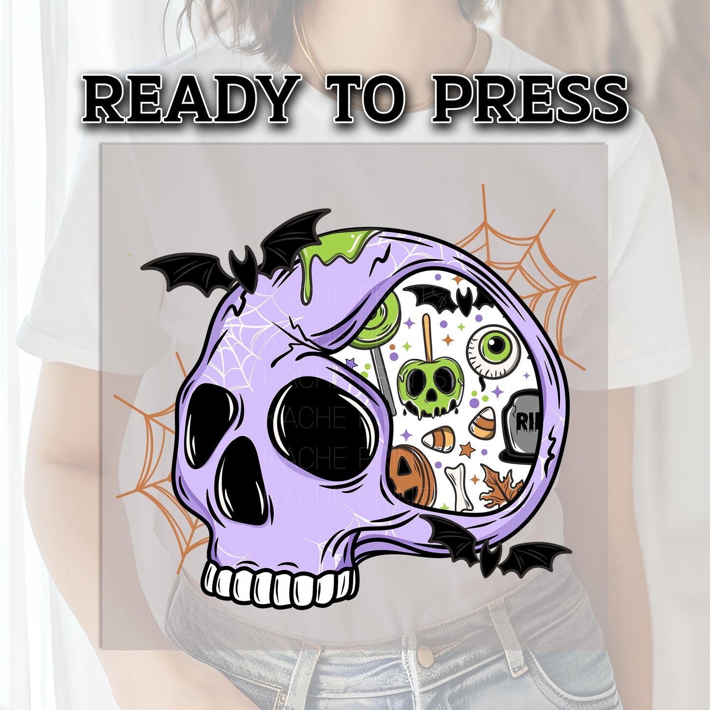 Spooky Season DTF Transfers, Halloween DTF Transfers Ready For Press, Skull Design, Heat Press Transfers, Horror Dtf Prints, Bats Dtf Prints