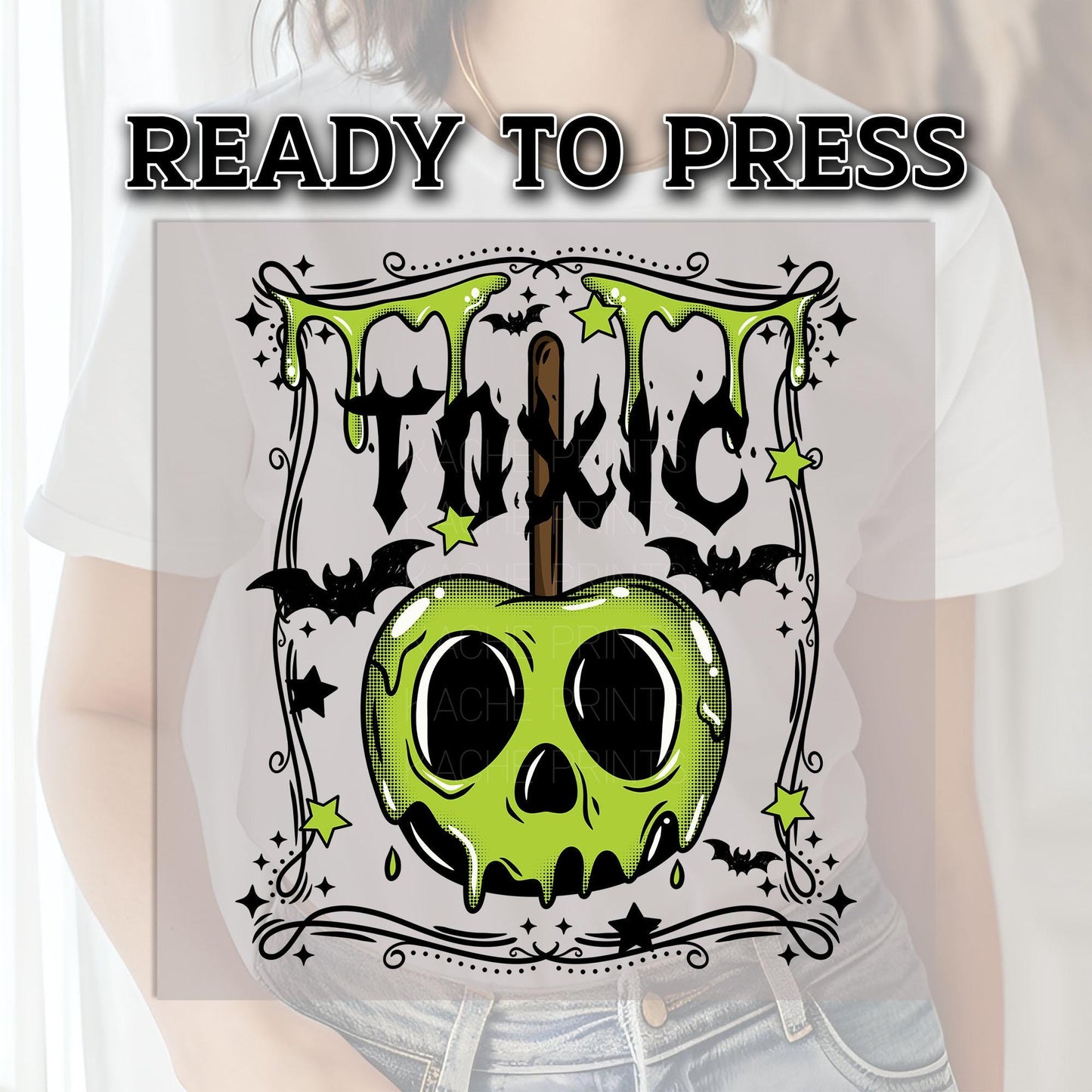 Toxic DTF Transfers, Halloween DTF Transfers Ready For Press, Skull Design, Heat Press Transfers, Horror Dtf Print, Bats Dtf, Trick or Treat