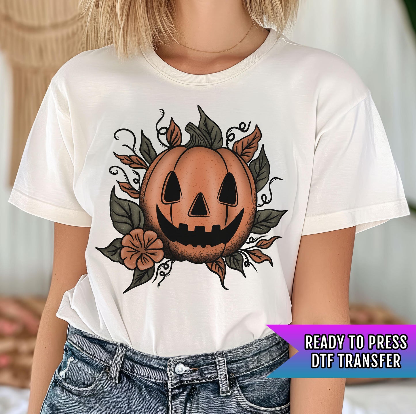 Halloween Pumpkin DTF Transfer, Halloween DTF Transfer Ready For Press, Heat Press Transfer, Spooky Season Dtf Transfers, Horror Pumpkin Dtf