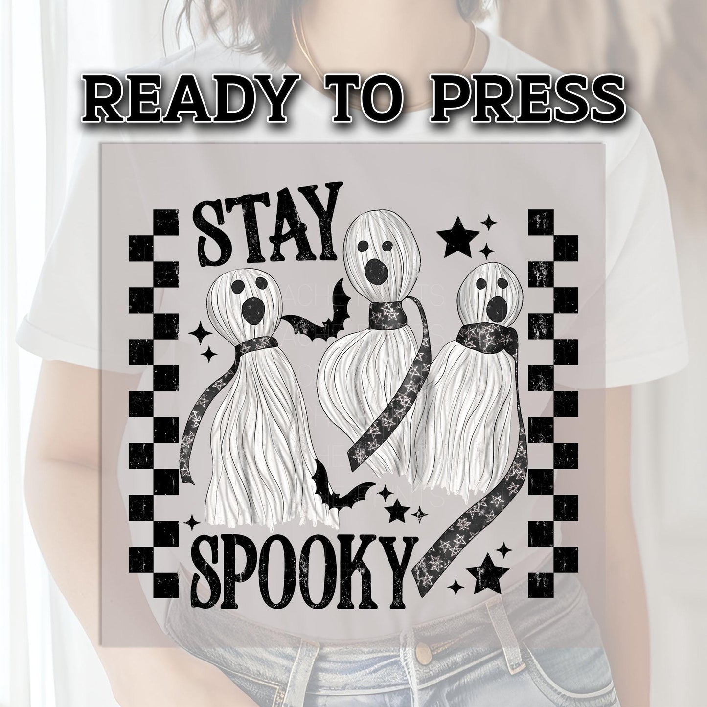Stay Spooky DTF Transfers, Ghost Dtf Transfer, Halloween DTF Transfers Ready For Press, Heat Press Transfers, Bats Dtf Prints, Spooky Season