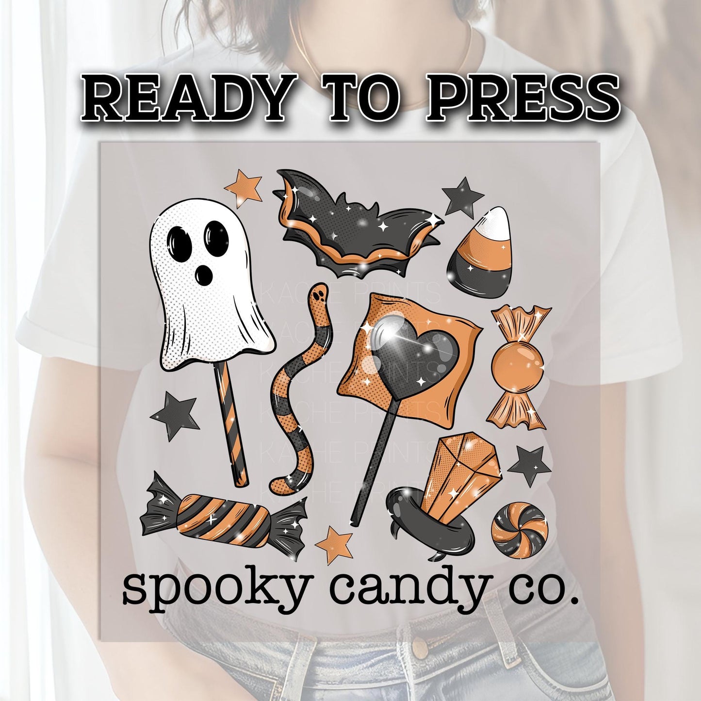 Spooky Candy Co DTF Transfer, Halloween DTF Transfer Ready For Press, Heat Press Transfer, Ghost Dtf, Boo Dtf, Bats,Trick Or Treat Dtf Print