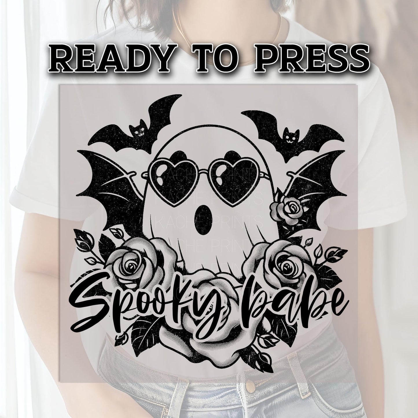 Spooky Babe DTF Transfers, Boo Dtf, Halloween DTF Transfers Ready For Press, Heat Press Transfers, Spooky Season Dtf, Cute Ghost Dtf Prints