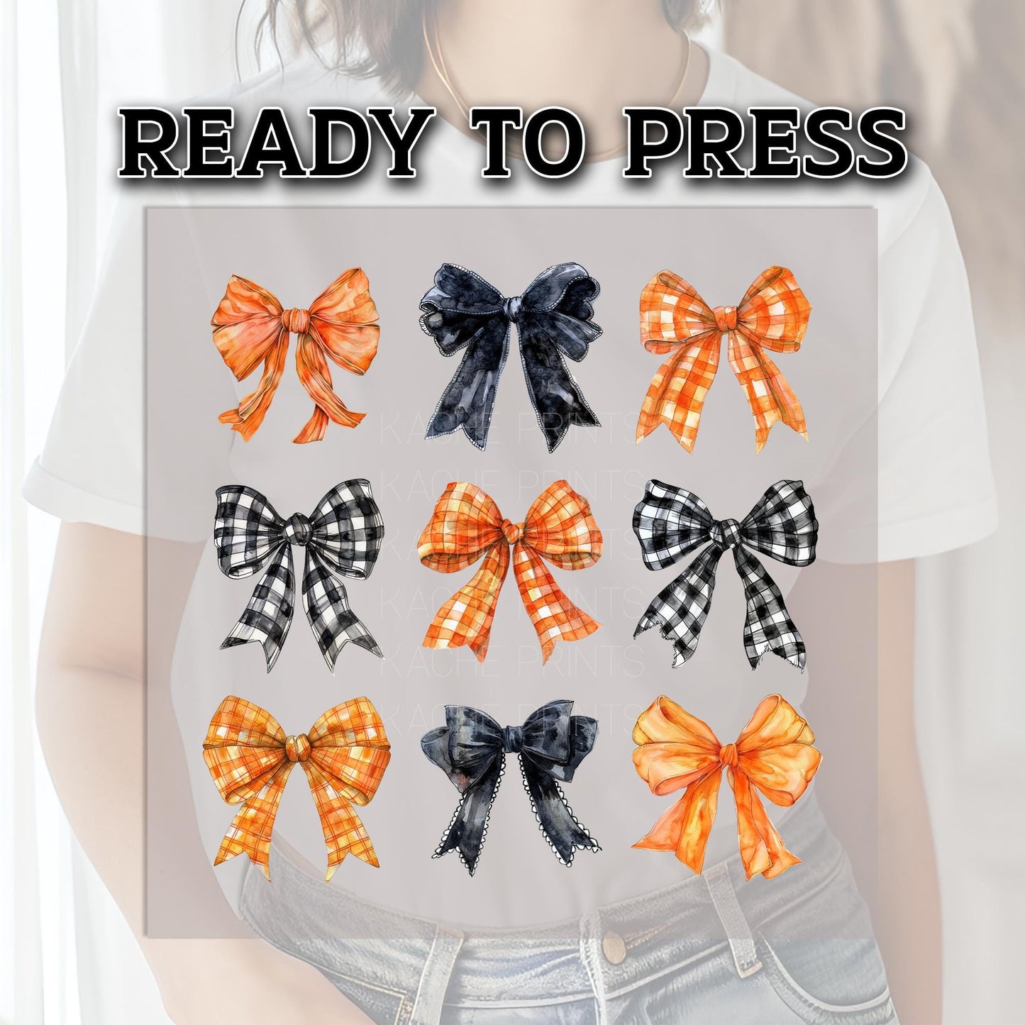Fall Bows DTF Transfers, Fall DTF Transfer Ready For Press, Heat Press Transfer, DTF Print, Pumpkin Dtf, Fall Halloween Coquette Bow Dtf