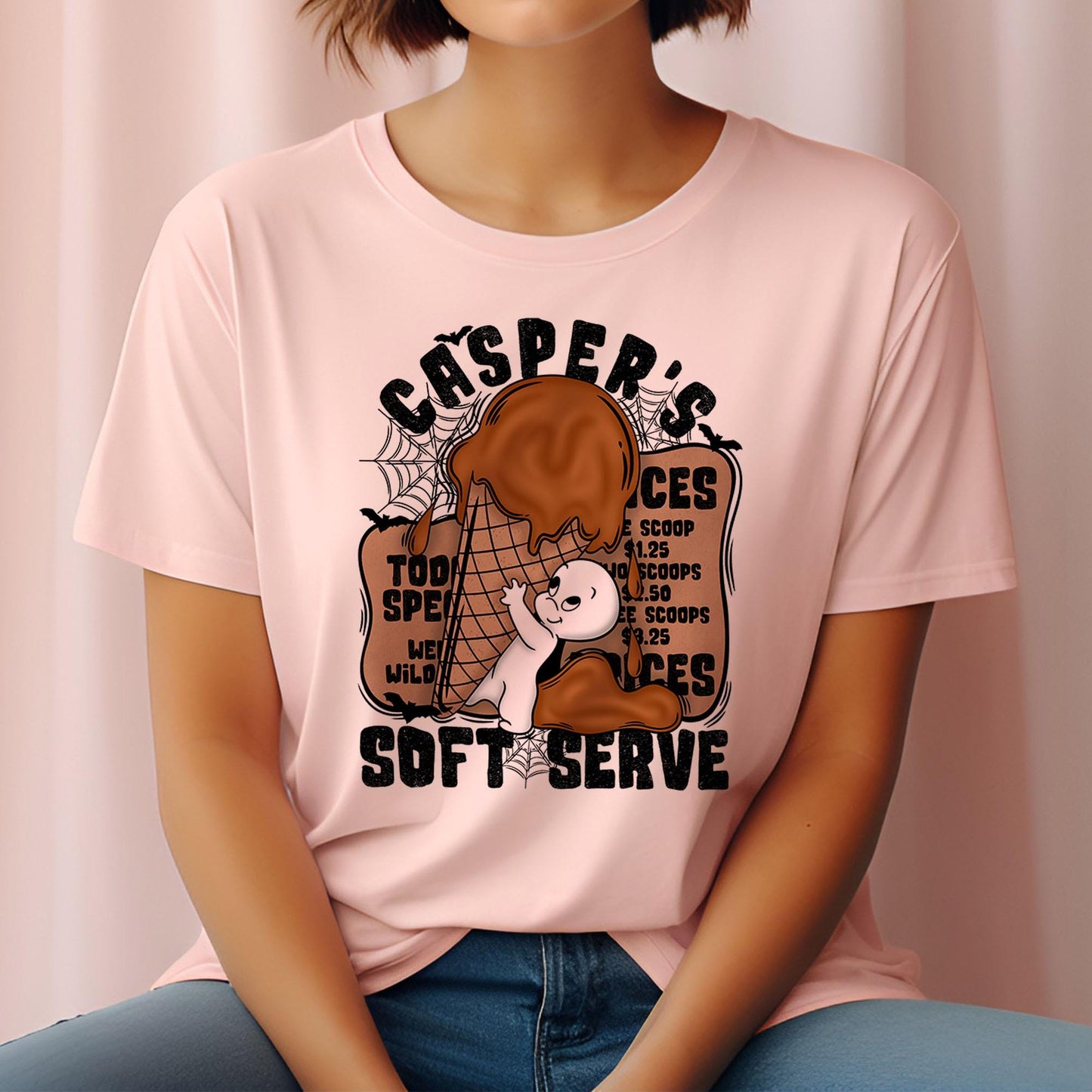 Casper's Soft Serve DTF Transfers, Halloween DTF Transfers Ready For Press, Heat Press Transfers, Ghost Dtf Prints, Halloween Ice Cream Dtf