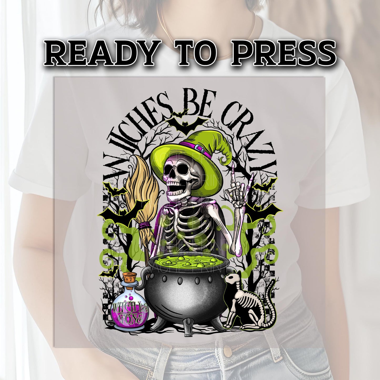 Halloween DTF Transfers, Halloween DTF Transfer Ready For Press, Horror DTF Print, Heat Press Transfer, Spooky Dtf, Witches Be Crazy Dtf