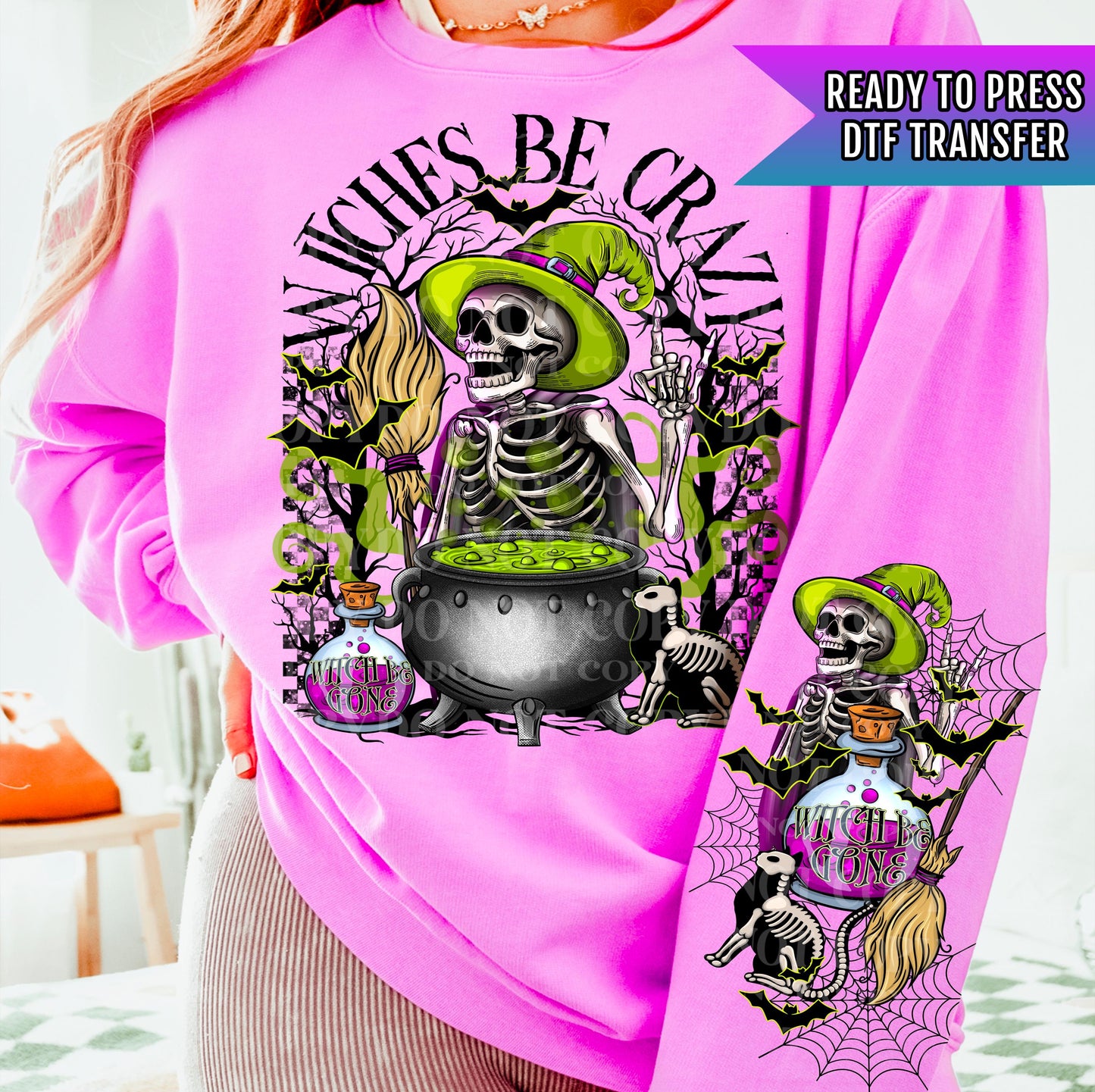 Halloween DTF Transfers, Halloween DTF Transfer Ready For Press, Horror DTF Print, Heat Press Transfer, Spooky Dtf, Witches Be Crazy Dtf