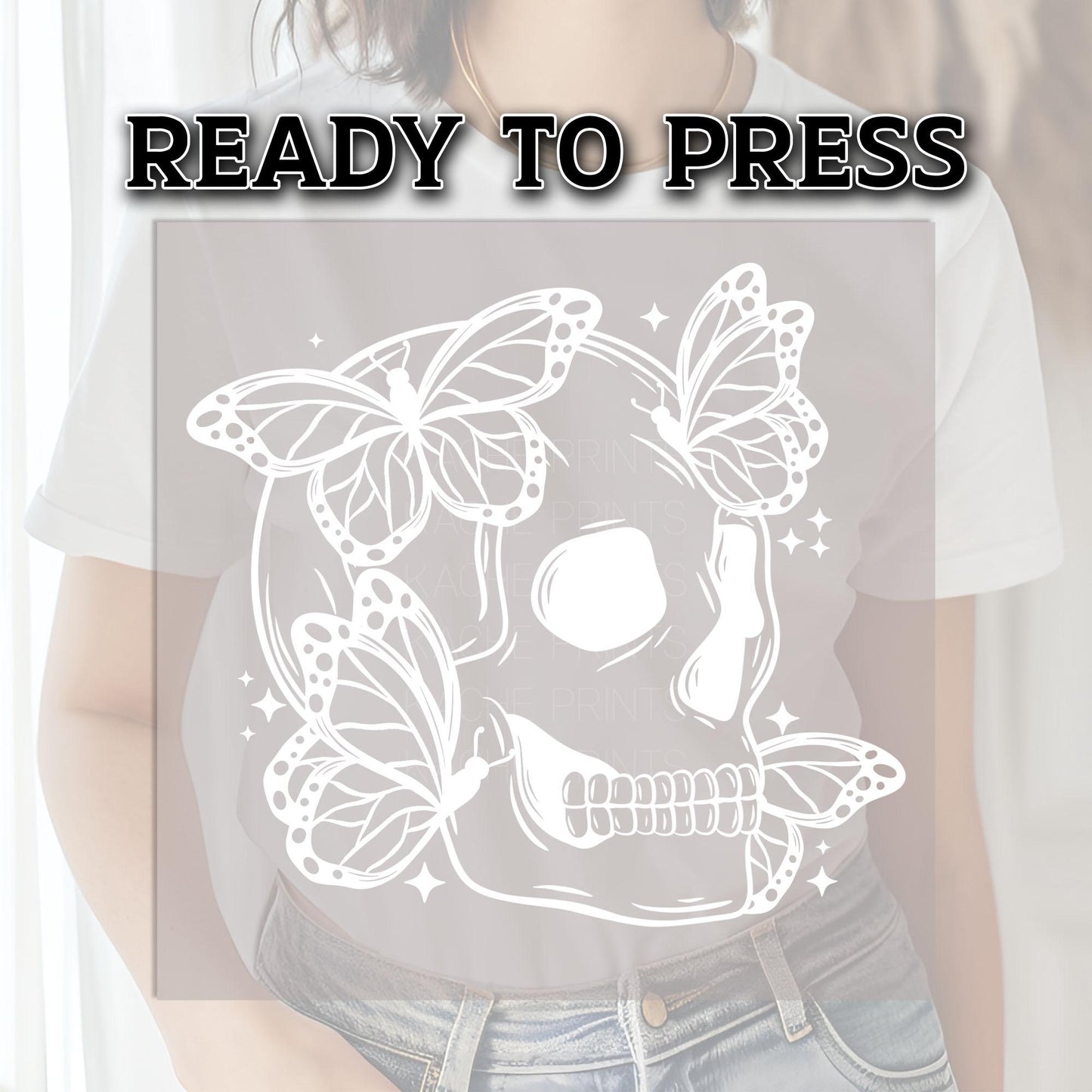 Spooky Season Skeleton DTF Transfer, Halloween DTF Transfer Ready For Press, Skull DTF Print, Heat Press Transfer, Halloween Butterfly Skull