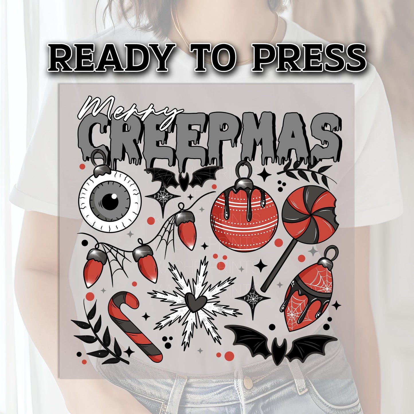 Merry Creepmas DTF Transfers, Christmas Dtf Transfer, Halloween DTF Transfer Ready For Press, Spooky Season, Heat Press Transfer, Horror Dtf