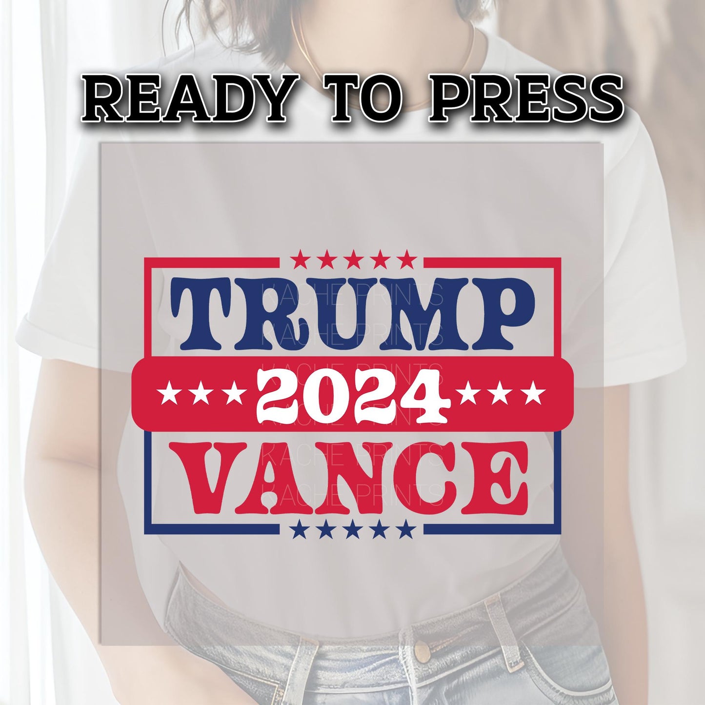 Trump Vance DTF Transfer, Trump Ready to Press, Thug Life, Trump Transfers, Heat Transfer, Trump 2024 Transfers, Trump 2024 Vance Dtf Print