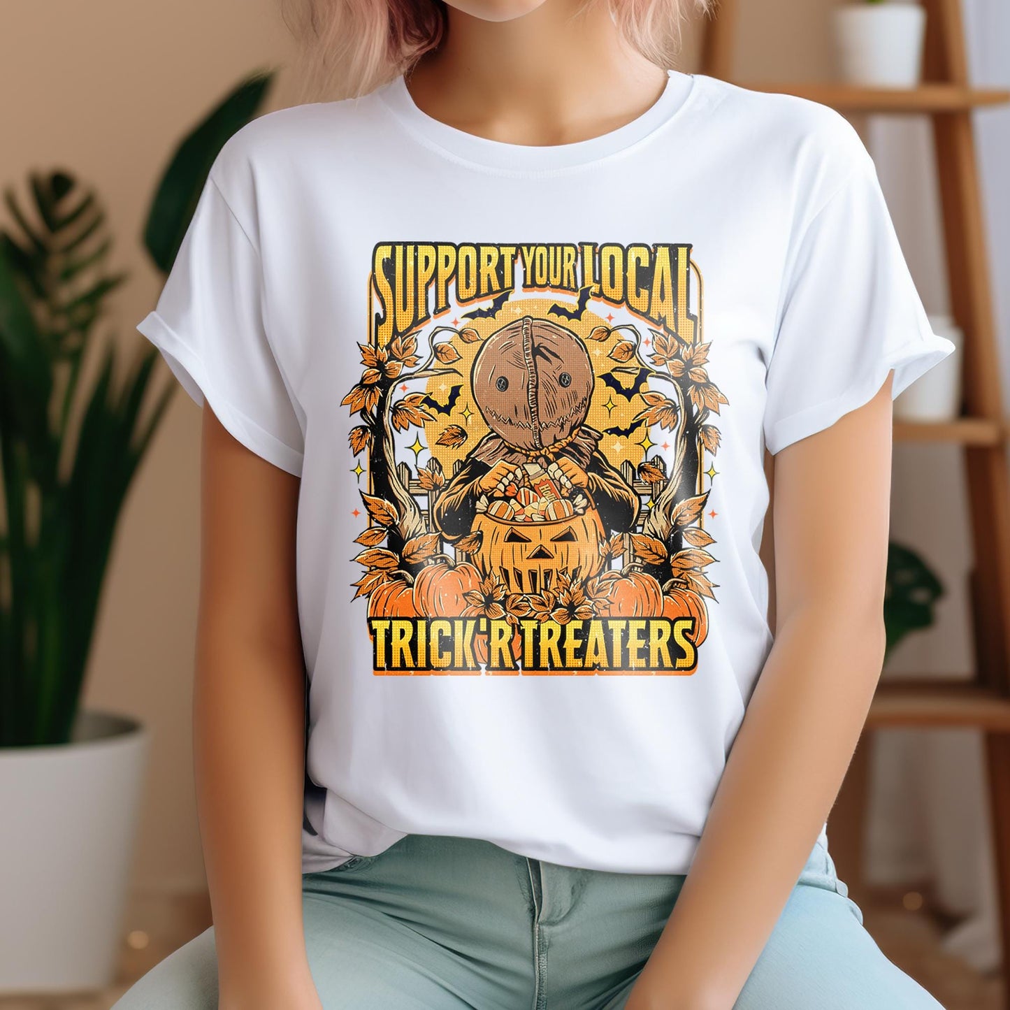 Trick Or Treat DTF Transfer, Halloween DTF Transfer Ready For Press, Horror DTF Print, Heat Press Print, Support Your Local Trick'r Treaters