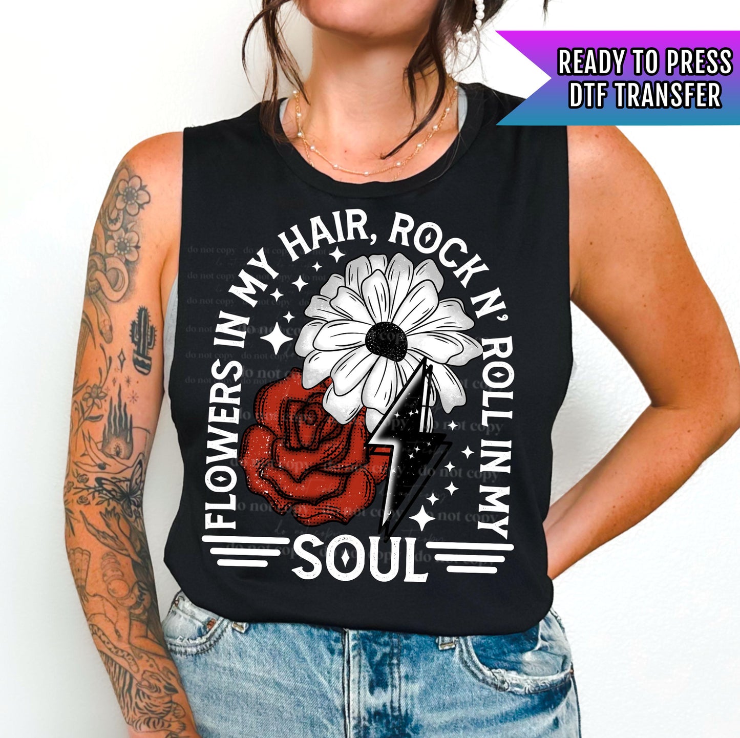 Rock N' Roll DTF Transfer Ready For Press, Soul DTF Transfer, Heat Press Transfer, Dtf Print, Ready Dtf Transfer, Music Dtf Transfers, Rock