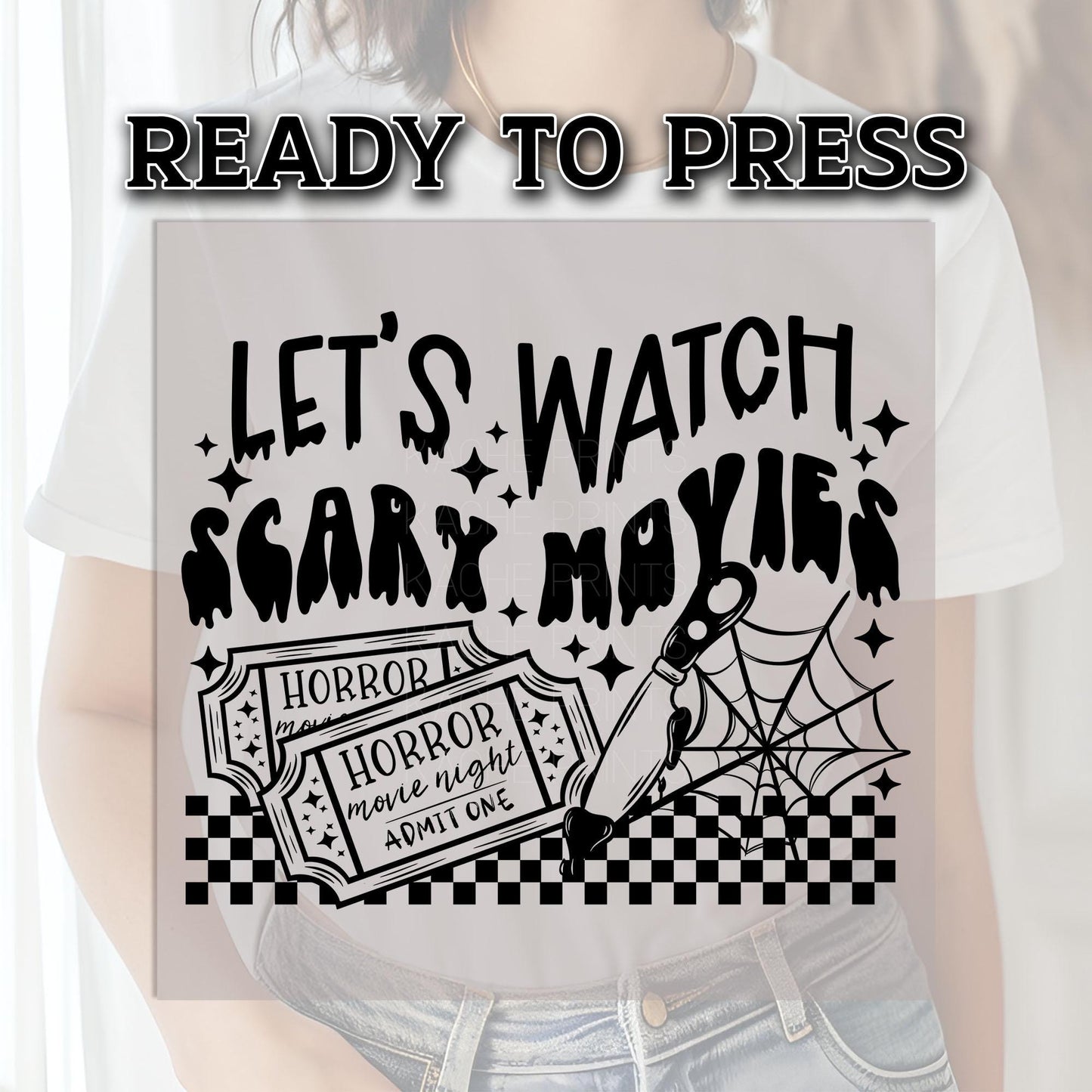 Horror Movie Night DTF Transfer, Spooky Dtf Transfer, Halloween DTF Transfer Ready For Press, Heat Press Transfers, Let's Watch Scary Movies