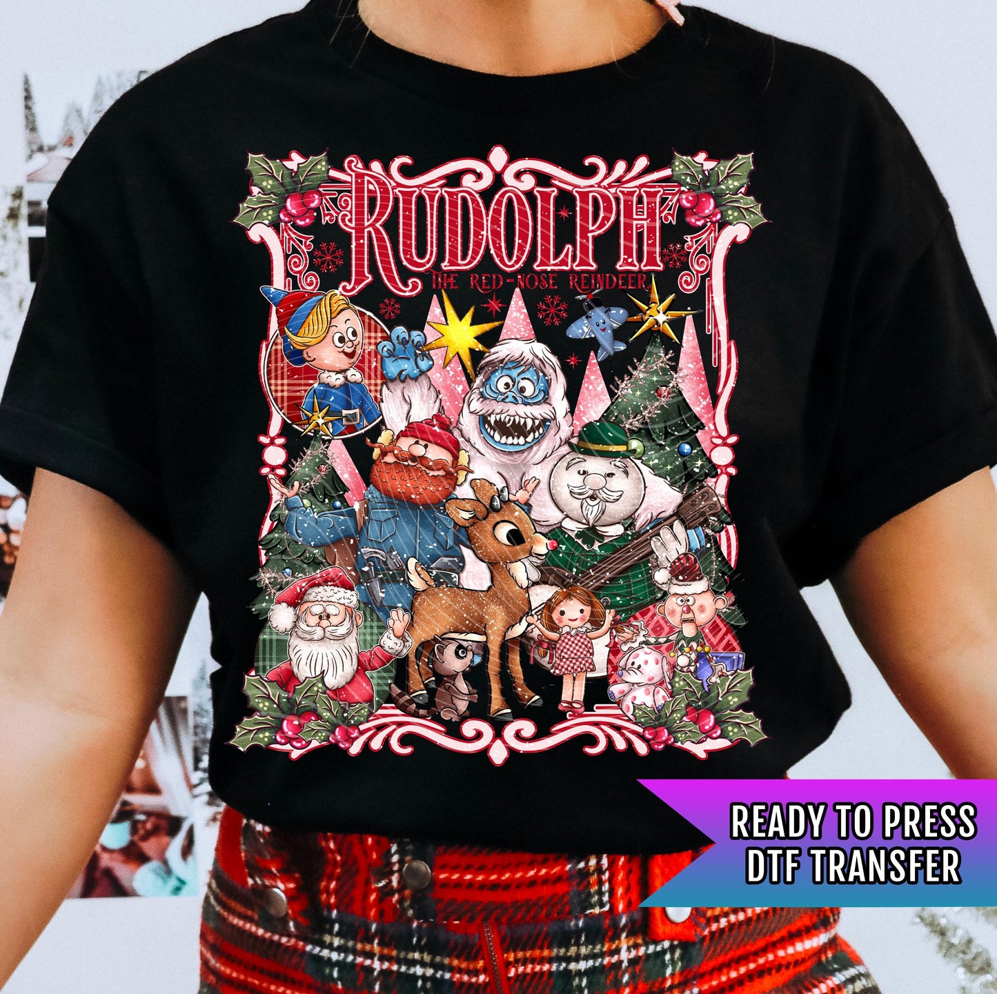 Rudolph The Red Nosed Reindeer Christmas DTF Transfers Ready For Press, Merry Christmas DTF Prints, Christmas DTF Print, Heat Press Transfer
