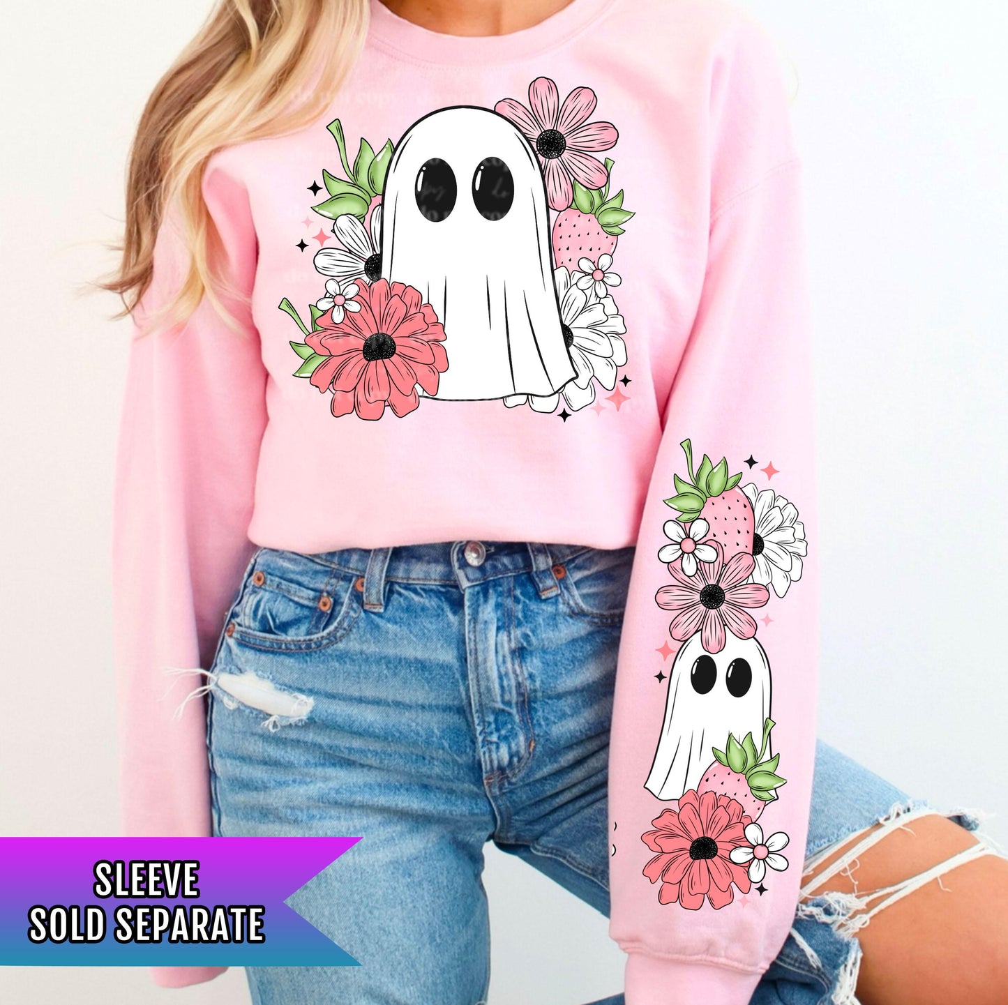 Cute Ghost DTF Transfers, Boo Dtf Transfer, Halloween DTF Transfers Ready For Press, Heat Press Transfers, Retro Ghost Dtf, Flower Halloween