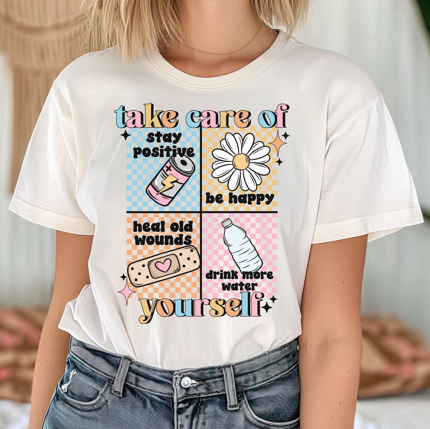 Take Care Of Your Self DTF Transfer Ready For Press, Positive DTF Transfer, Heat Press Transfer, Dtf Print, Ready Dtf Transfer, Be Happy Dtf