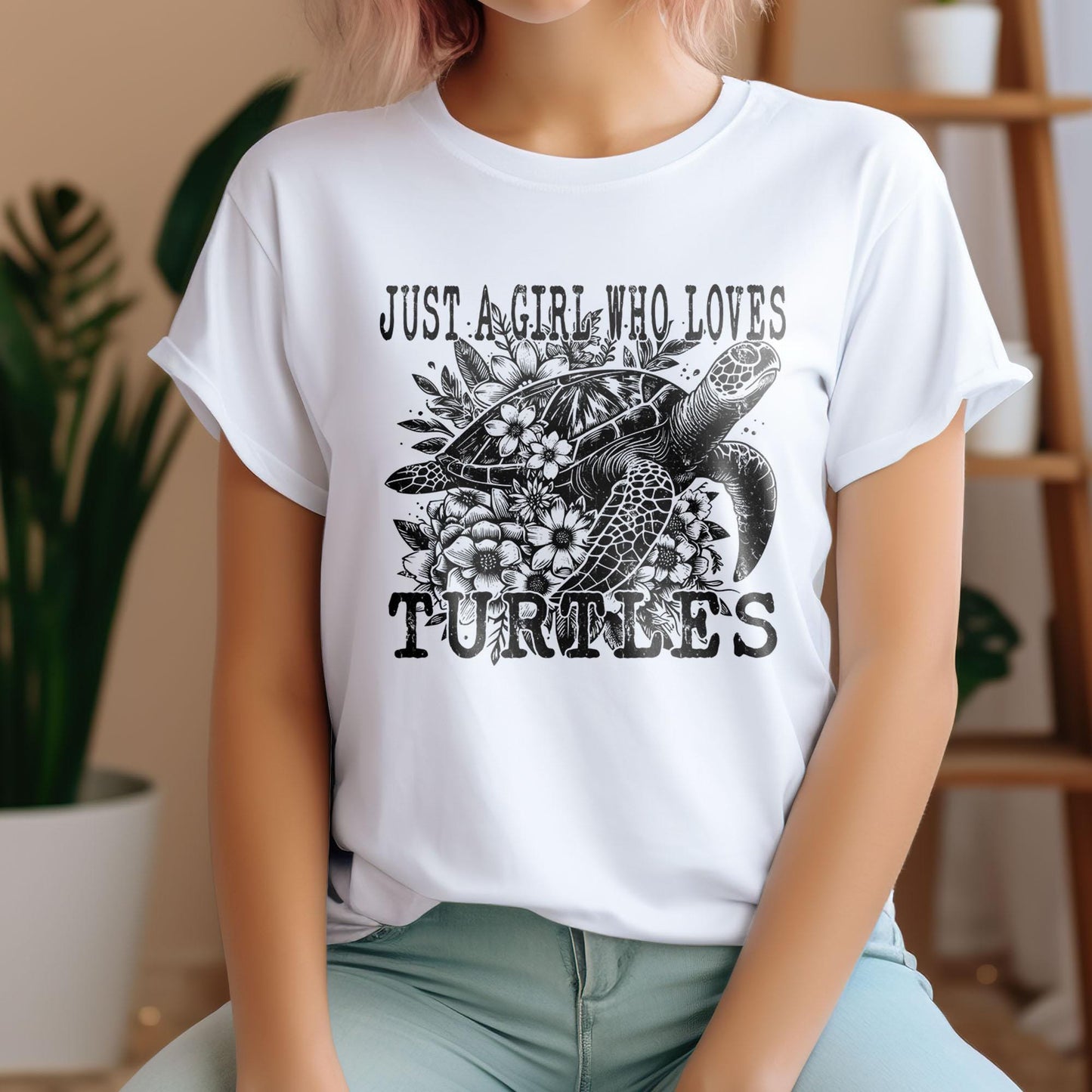 Just A Girl Who Loves Turtles DTF Transfer Ready For Press, Love Animal DTF Transfers, Heat Press Transfers, Dtf Prints, Ready Dtf Transfers