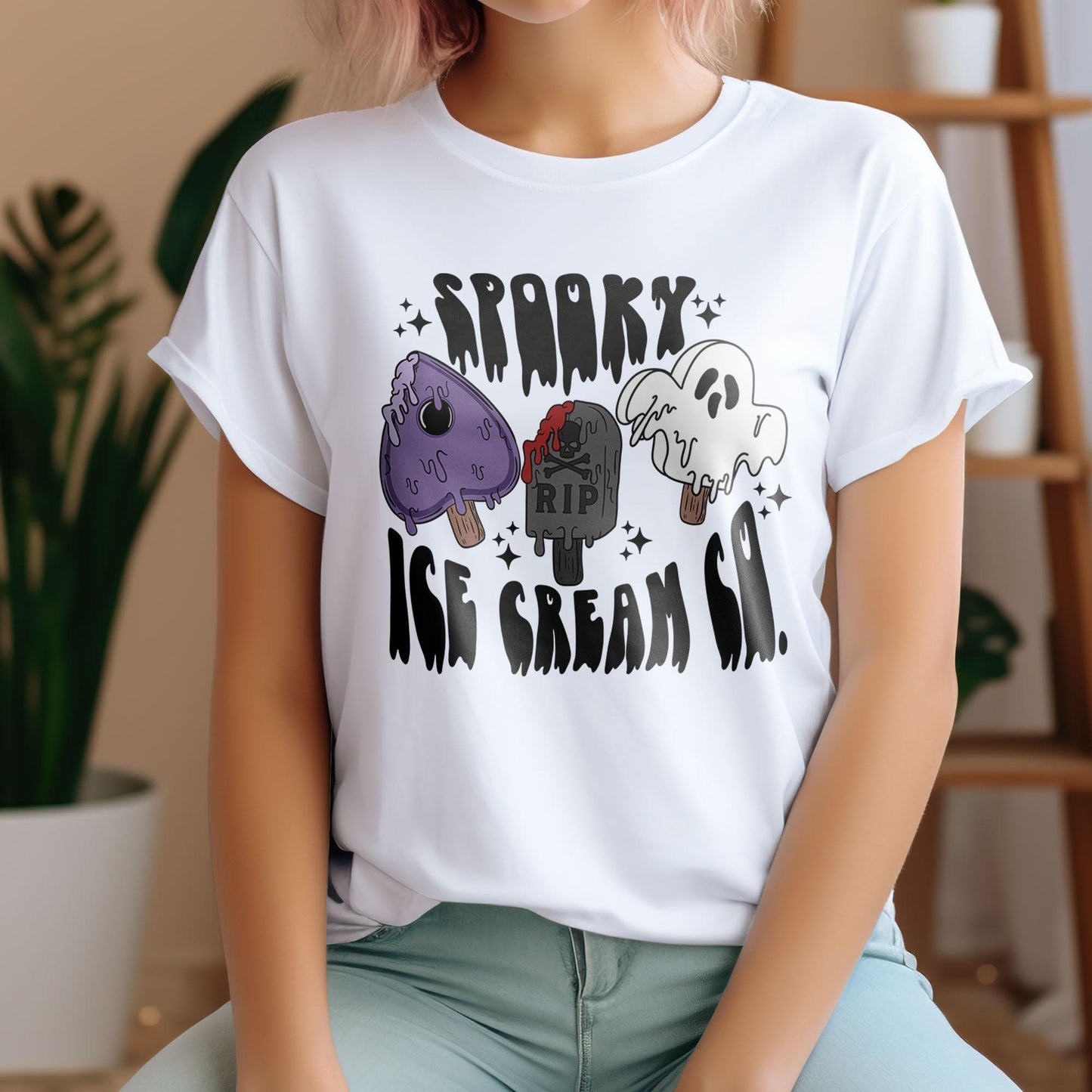 Spooky Ice Cream DTF Transfer, Halloween DTF Transfer Ready For Press, Skull, Heat Press Transfer, RIP Dtf Transfer,Trick Or Treat Dtf Print