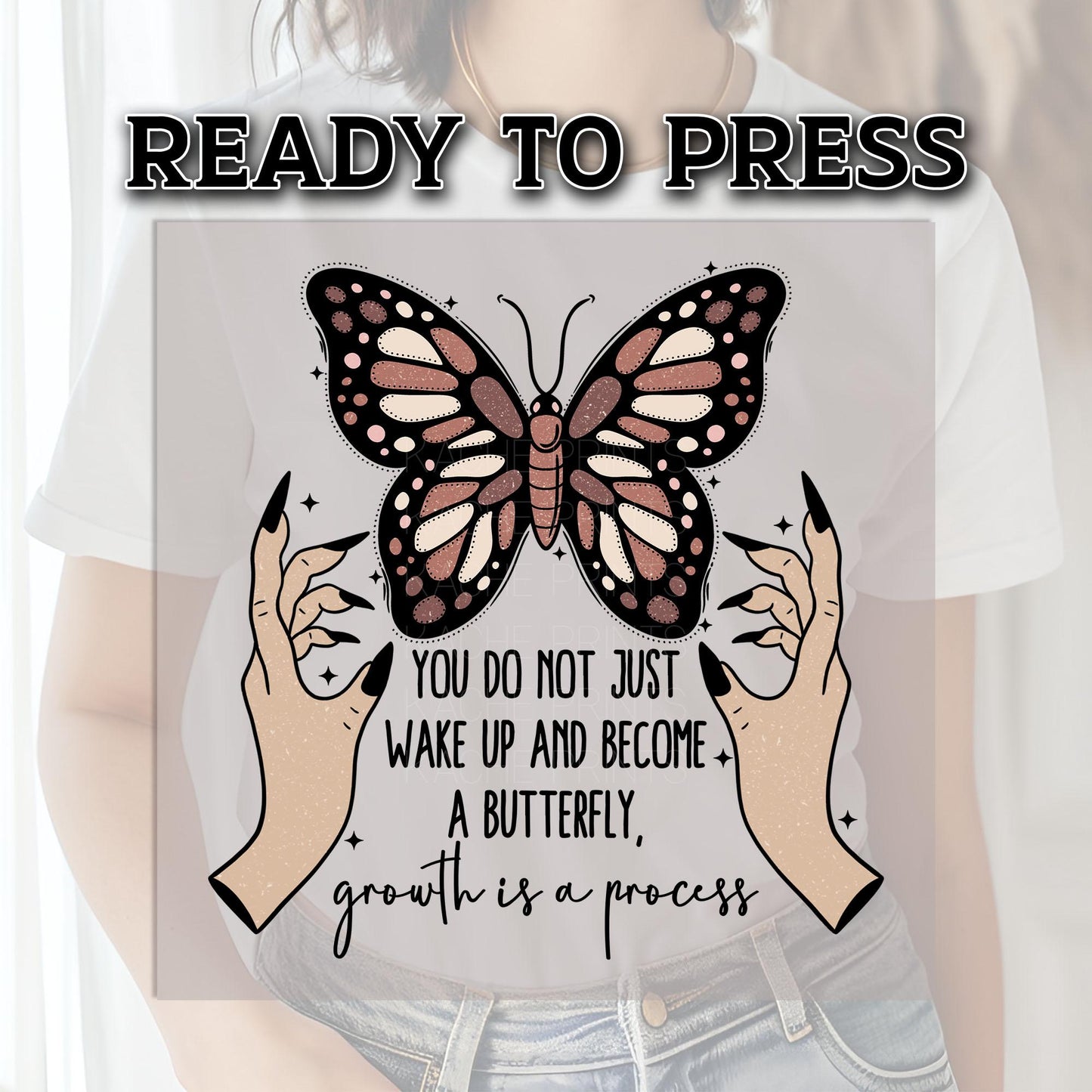 Growth Is A Process DTF Transfer Ready For Press, Animal DTF Transfers, Heat Press Transfers, Dtf Prints, Ready Dtf Transfers, Butterfly Dtf