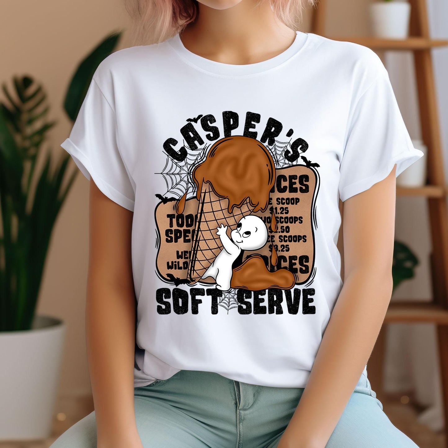 Casper's Soft Serve DTF Transfers, Halloween DTF Transfers Ready For Press, Heat Press Transfers, Ghost Dtf Prints, Halloween Ice Cream Dtf