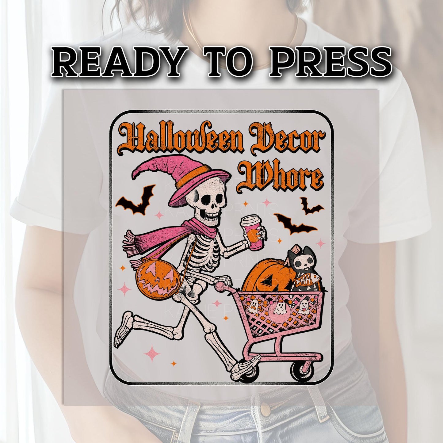 Halloween Decor Whore DTF Transfer, Halloween DTF Transfer Ready For Press, Heat Press Transfer, Pumpkin Dtf Print, Spooky Season Dtf Prints