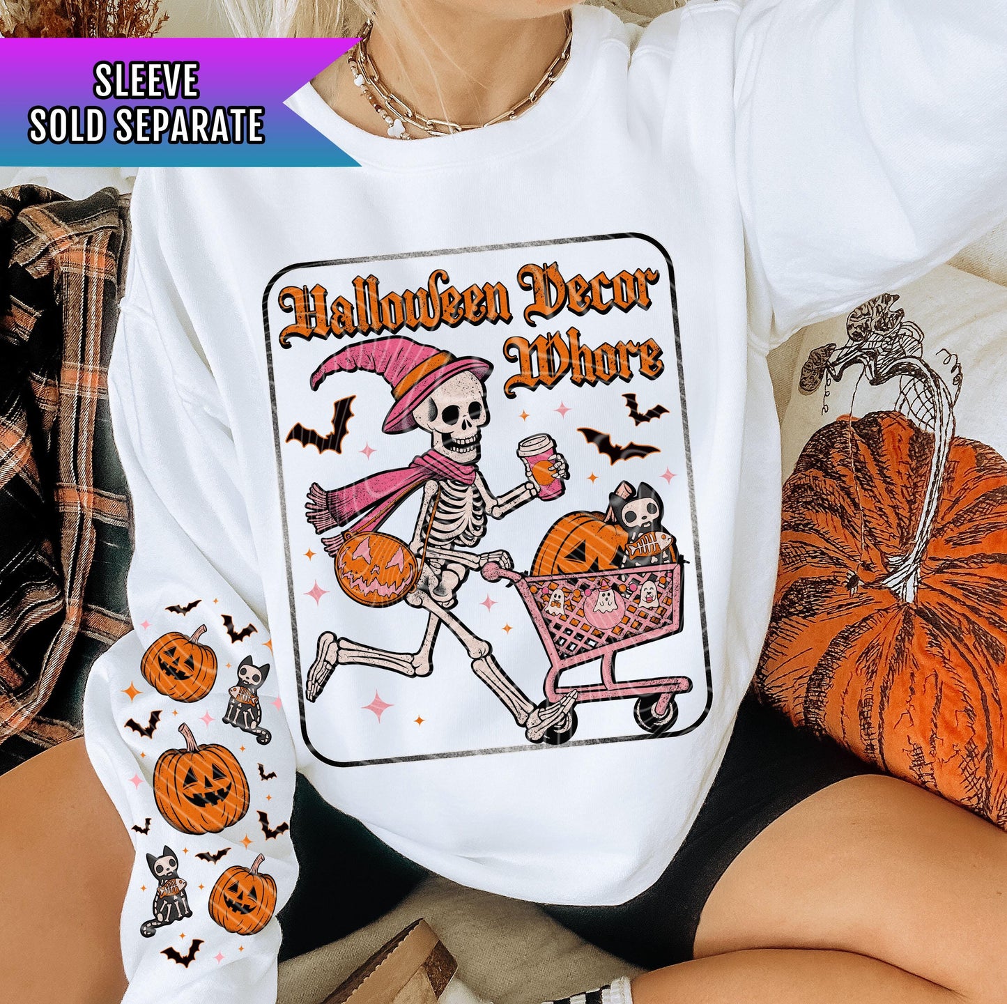 Halloween Decor Whore DTF Transfer, Halloween DTF Transfer Ready For Press, Heat Press Transfer, Pumpkin Dtf Print, Spooky Season Dtf Prints