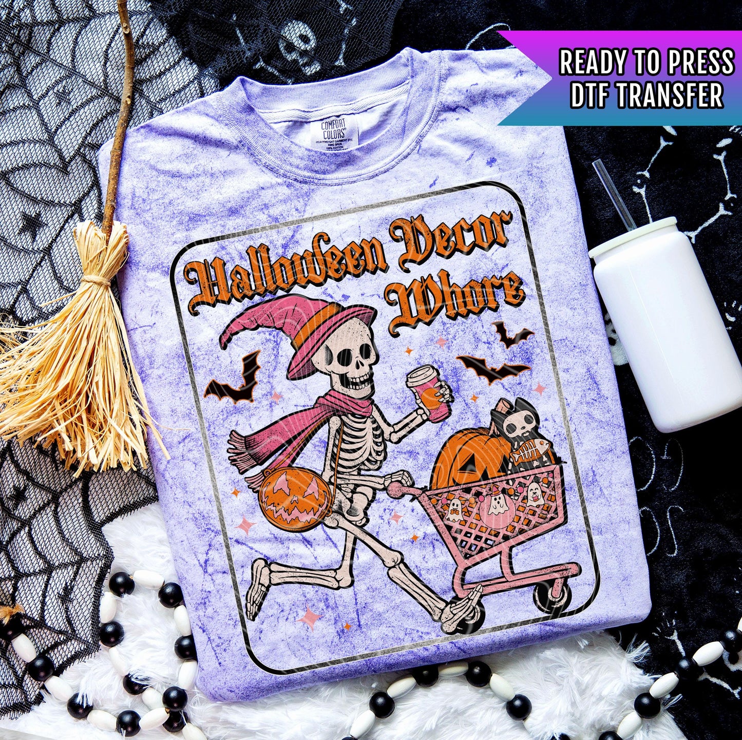 Halloween Decor Whore DTF Transfer, Halloween DTF Transfer Ready For Press, Heat Press Transfer, Pumpkin Dtf Print, Spooky Season Dtf Prints