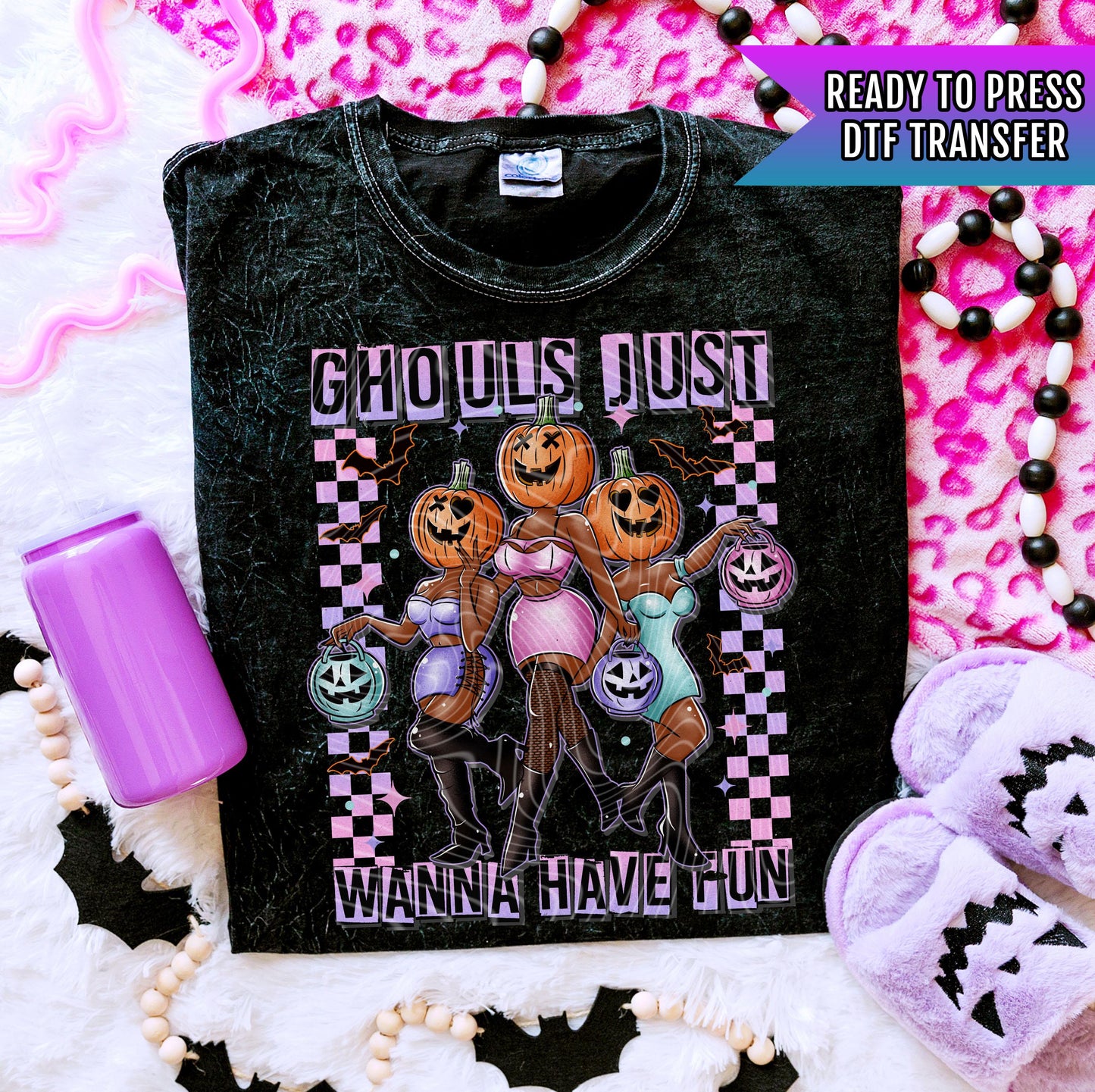 Ghouls Just Wanna Have Fun DTF Transfer, Halloween DTF Transfer Ready For Press, Horror Dtf, Heat Press Transfer, Pumpkin Dtf Print,Bats Dtf