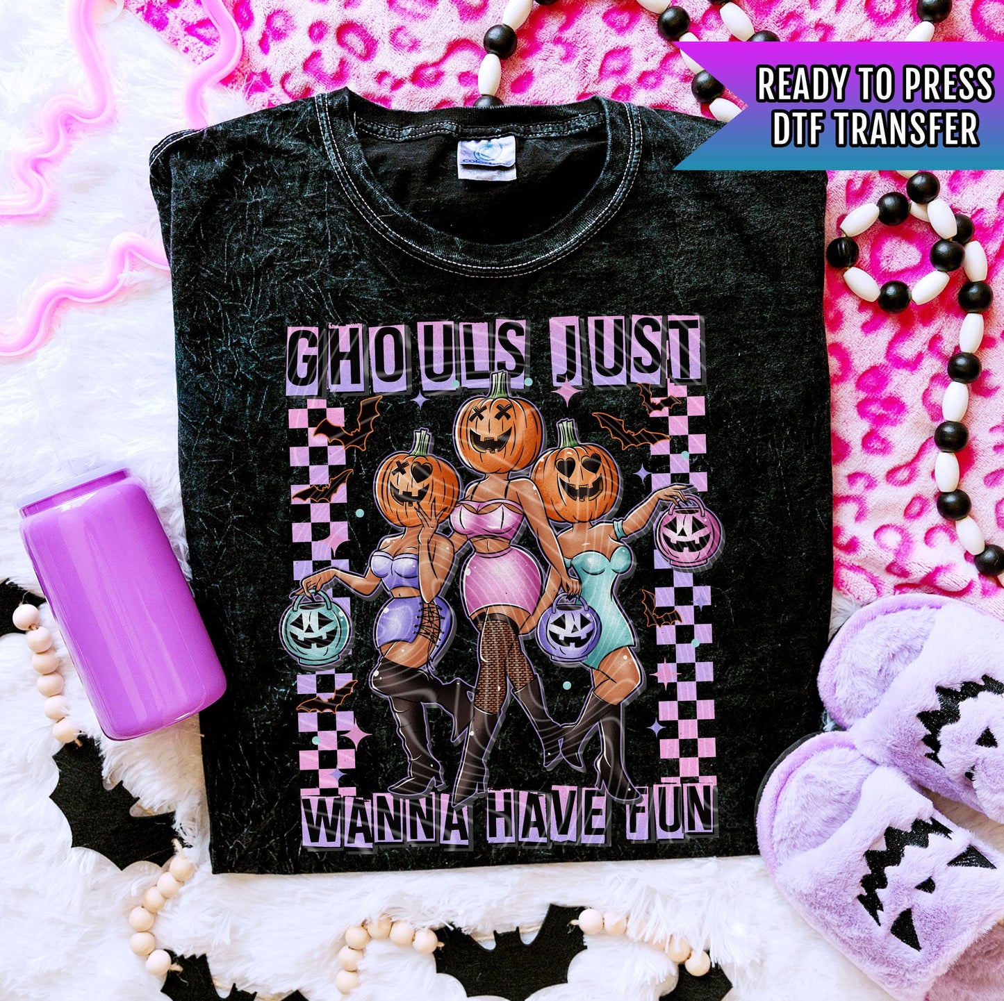 Ghouls Just Wanna Have Fun DTF Transfer, Halloween DTF Transfer Ready For Press, Horror Dtf, Heat Press Transfer, Pumpkin Dtf Prints, Ghouls