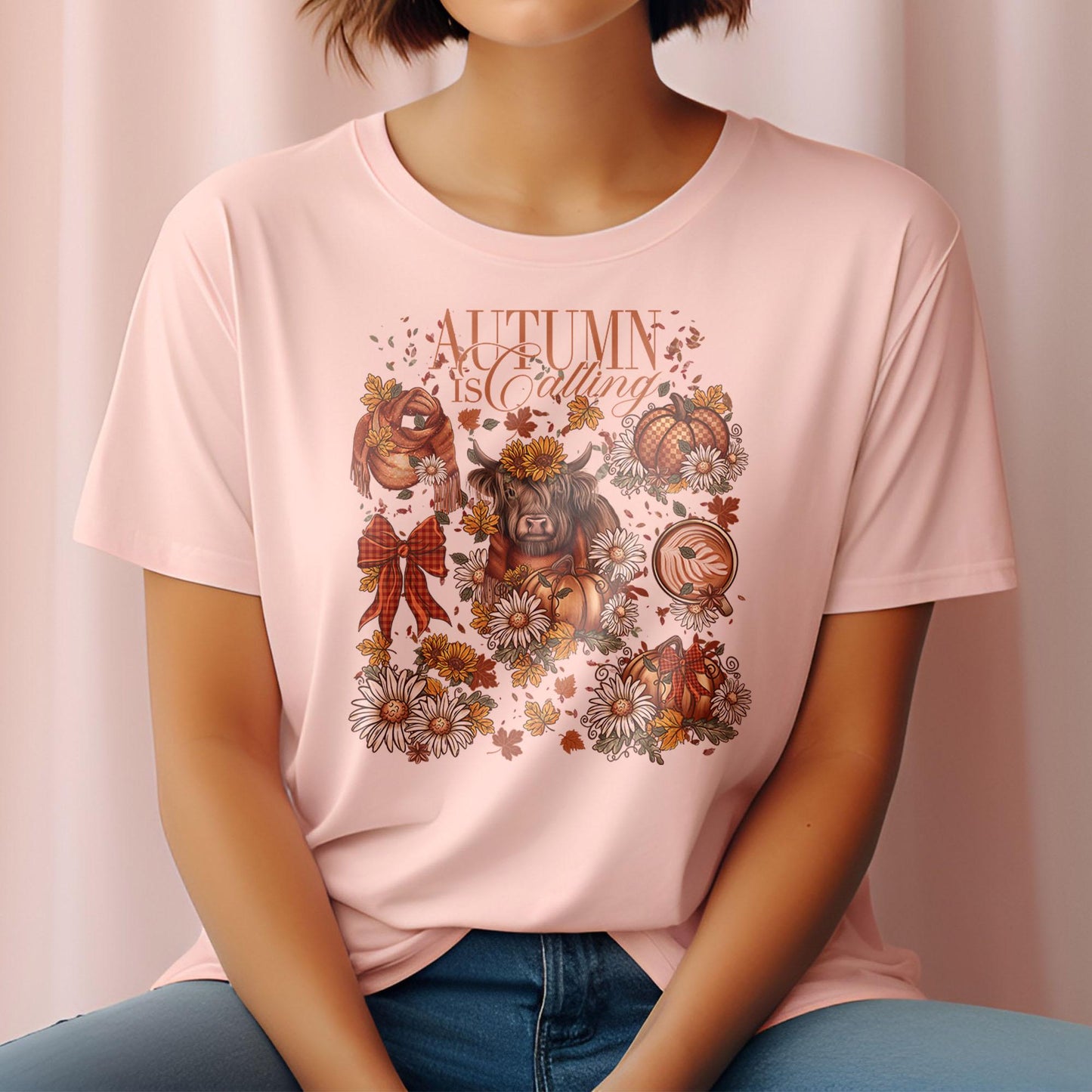 Autumn Is Calling DTF Transfer Ready For Press, Fall DTF Transfer, Autumn DTF Print, Pumpkin Transfer, Pumpkin Ready to Press, Cow Dtf Print