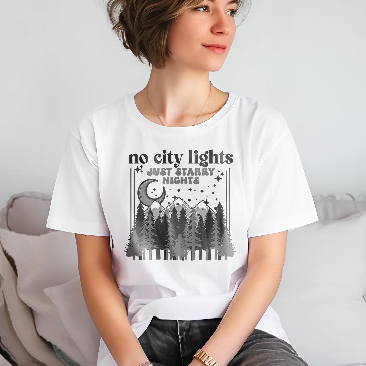 No City Lights Just Starry Nights DTF Transfer Ready For Press, Forest DTF Transfer, Ready Dtf Transfer, Heat Press Transfer, Moon Dtf Print