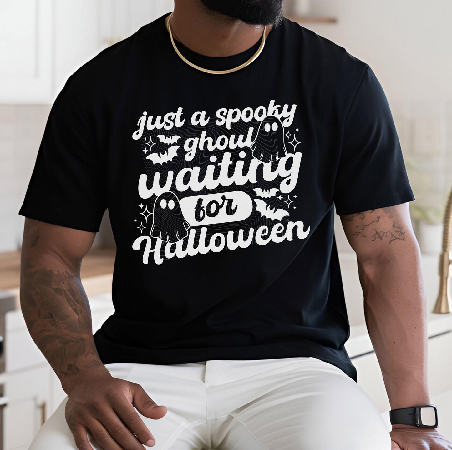 Just A Spooky Ghoul Waiting For Halloween DTF Transfers, Ghost DTF Transfer, Halloween DTF Transfer Ready For Press, Spooky Season Dtf Print
