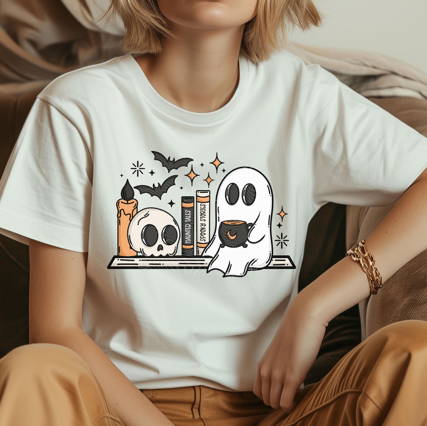Ghost Shelf DTF Transfer Ready For Press, Halloween DTF Print, Skull Dtf Print, Heat Press Transfer, Spooky Stories DTF Print, Haunted Tales
